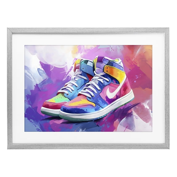 Stupell Industries Eclectic Stylish Vintage Sneakers Gray Framed Print Under Glass, 23 x 17, by Creative Studio
