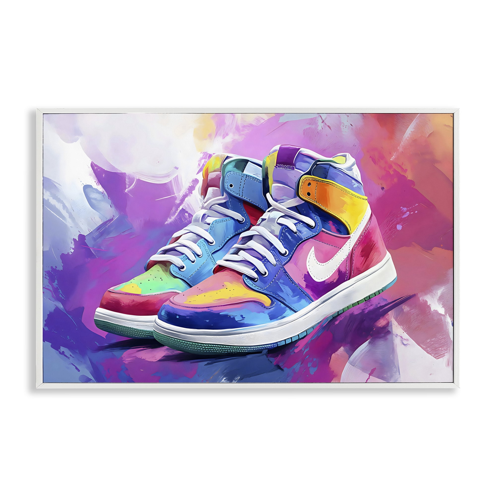 Stupell Industries Stylish Vintage Sneakers White Framed Giclee Art, design by Creative Studio