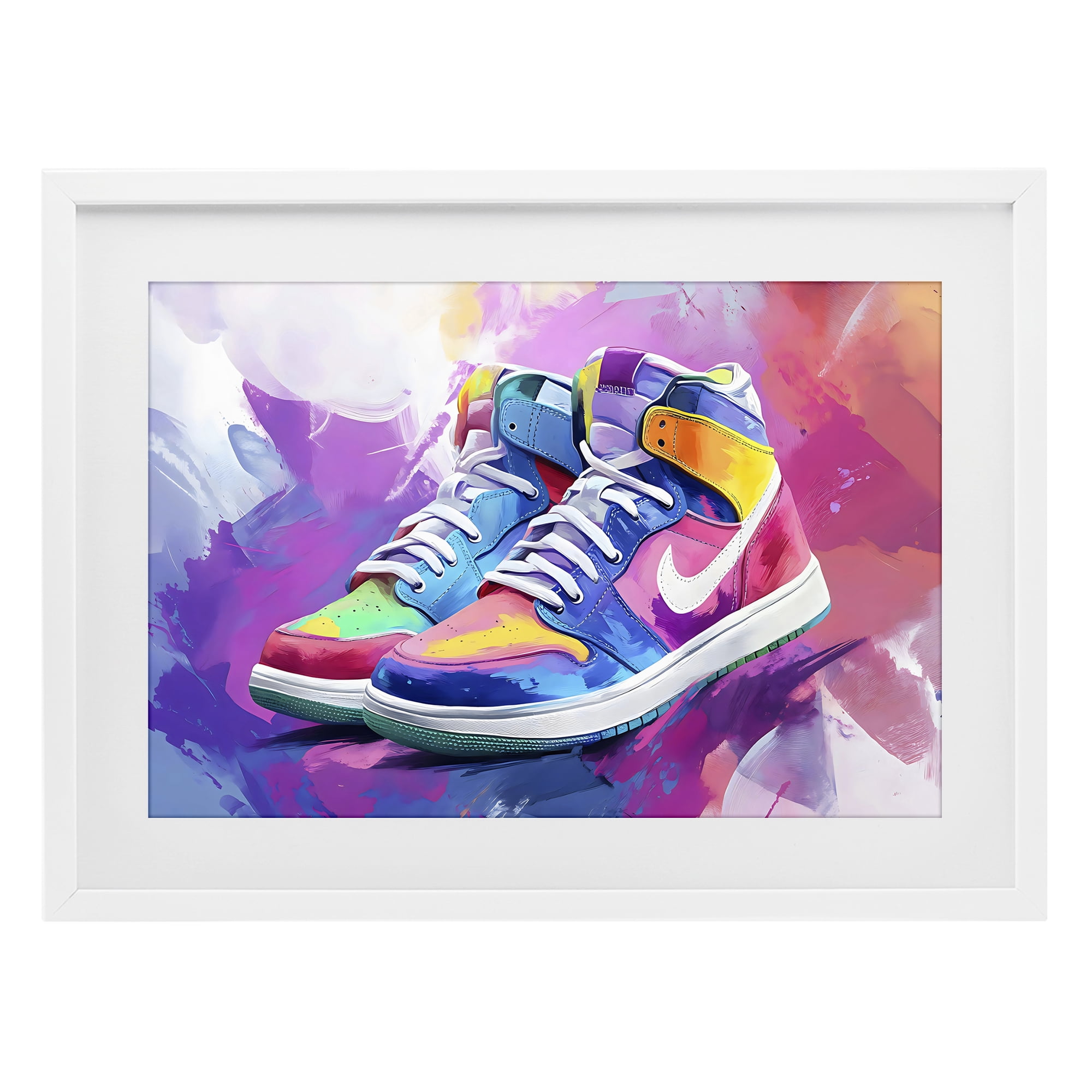 Stupell Industries Stylish Vintage Sneakers White Framed Print Under Glass, design by Creative Studio