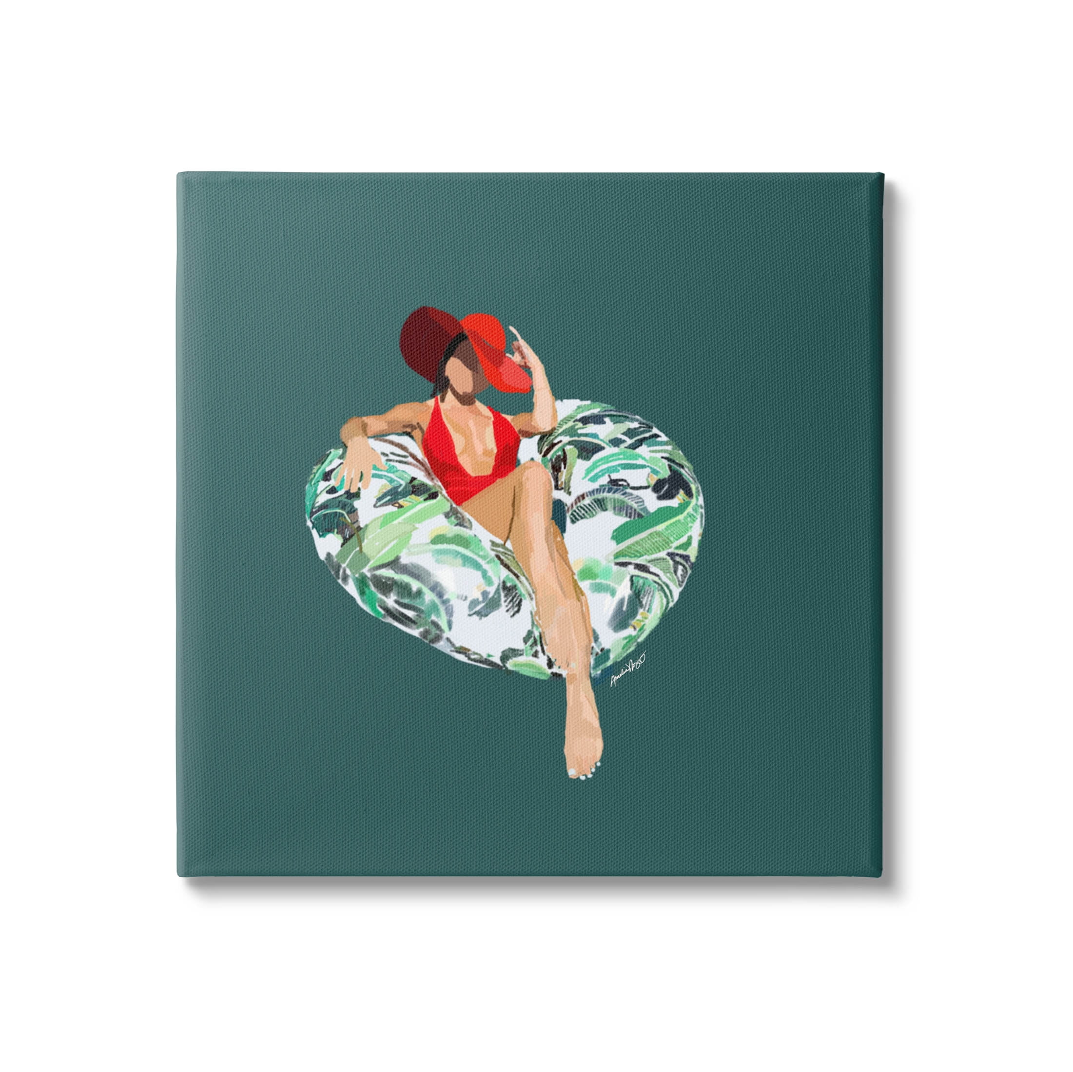 Stupell Industries Stylish Woman Pool Float Graphic Art Gallery Wrapped Canvas Print Wall Art, Design by Amelia Noyes