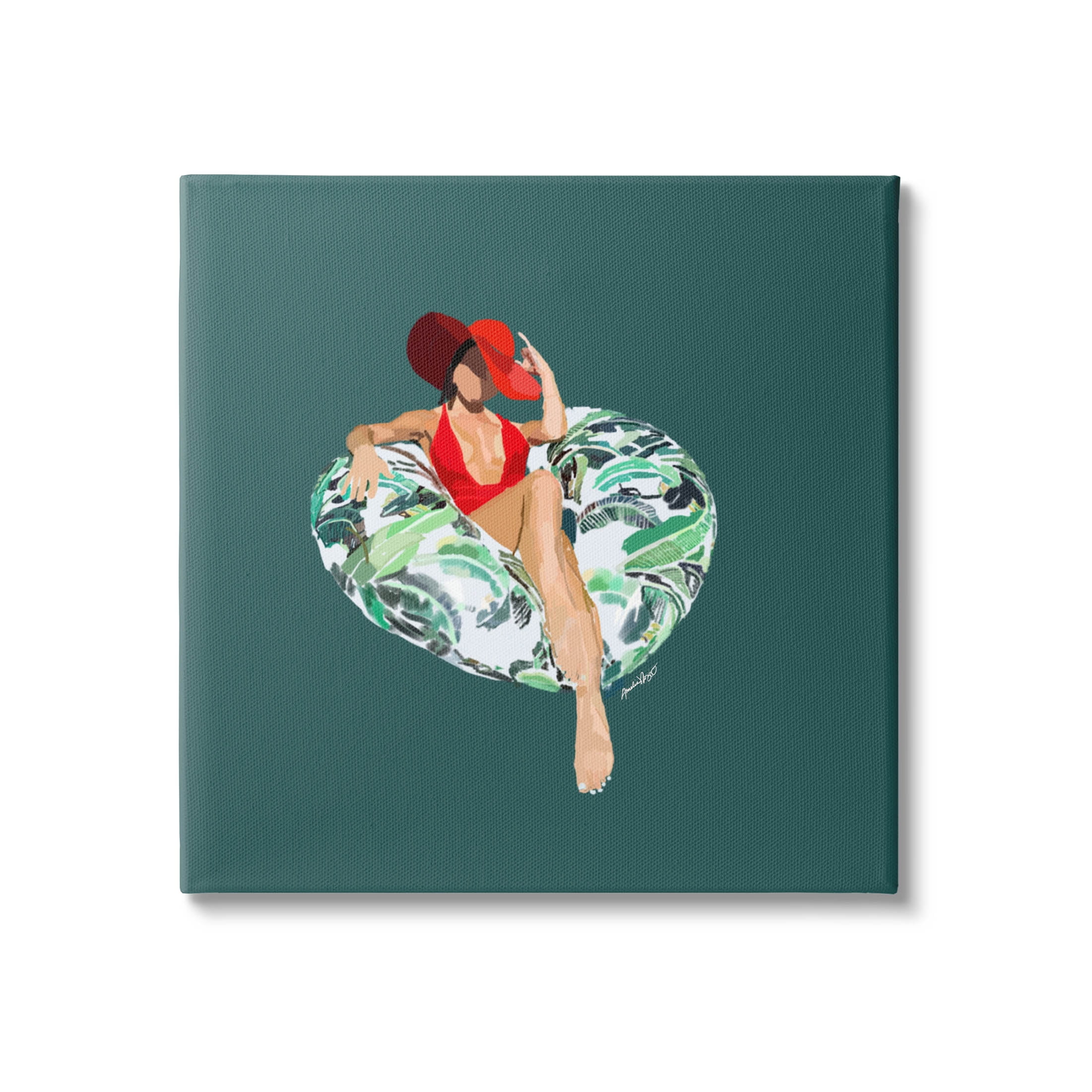 Stupell Industries Stylish Woman Pool Float Graphic Art Gallery Wrapped Canvas Print Wall Art, Design by Amelia Noyes