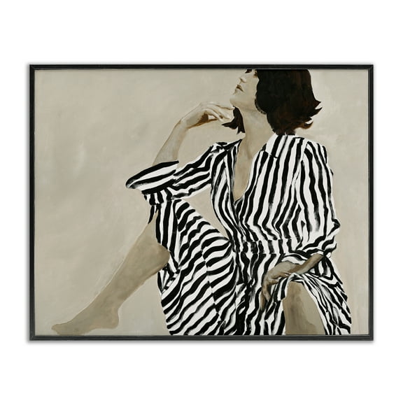 Stupell Industries Stylish Woman in Thought People Painting Black Framed Art Print Wall Art, 14 x 11