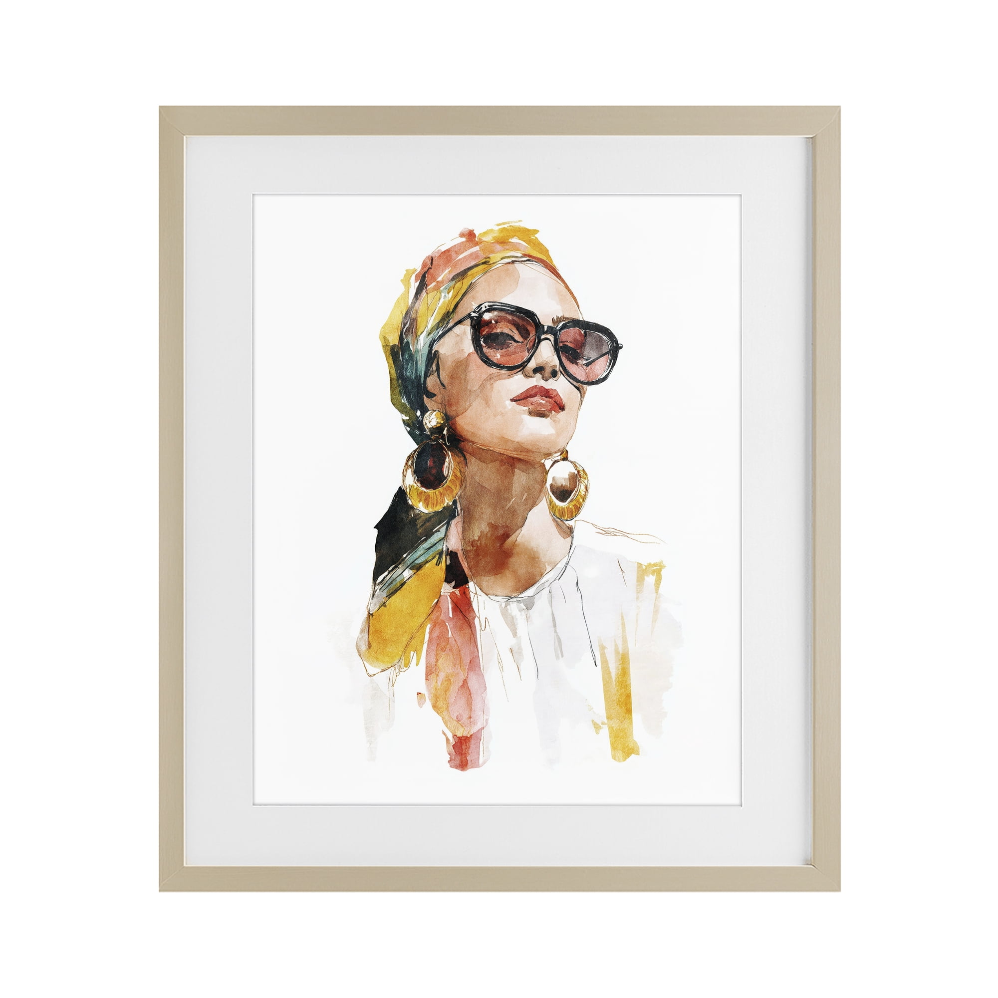 Stupell Industries Stylish Woman with Headwrap Birch Framed Print Under Glass, design by Svetlana Aleynikova