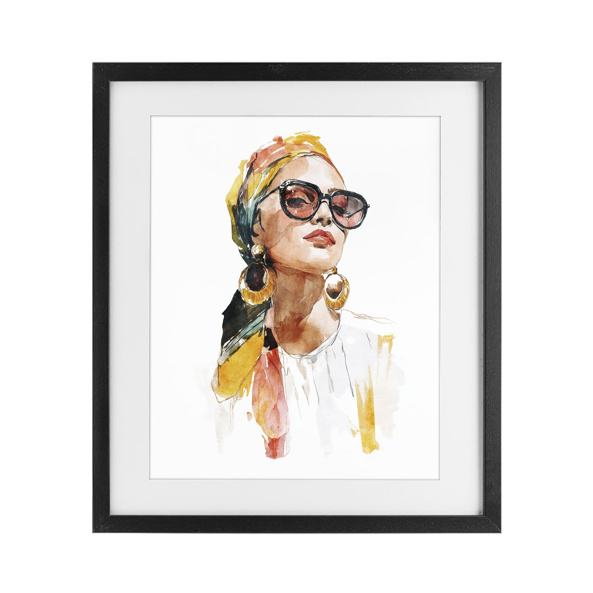 Stupell Industries Stylish Woman with Headwrap Black Framed Print Under Glass, design by Svetlana Aleynikova