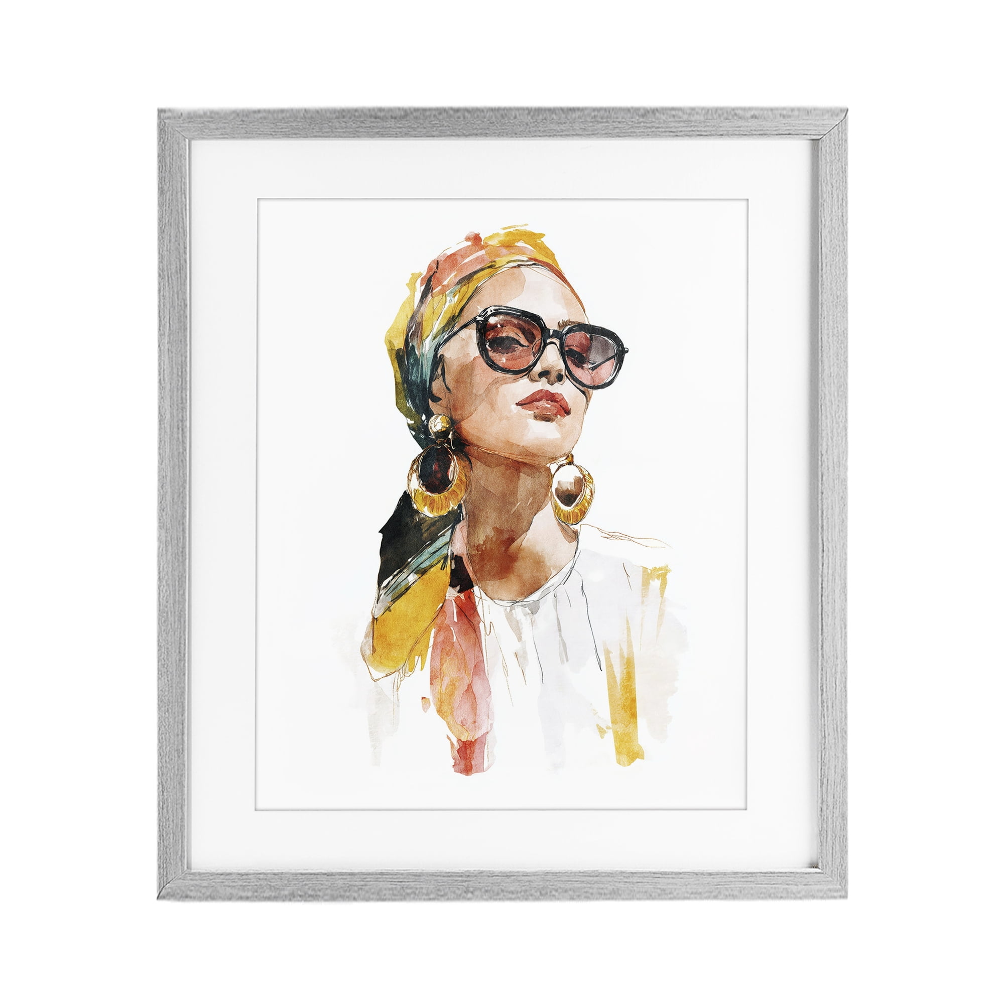 Stupell Industries Stylish Woman with Headwrap Gray Framed Print Under Glass, design by Svetlana Aleynikova