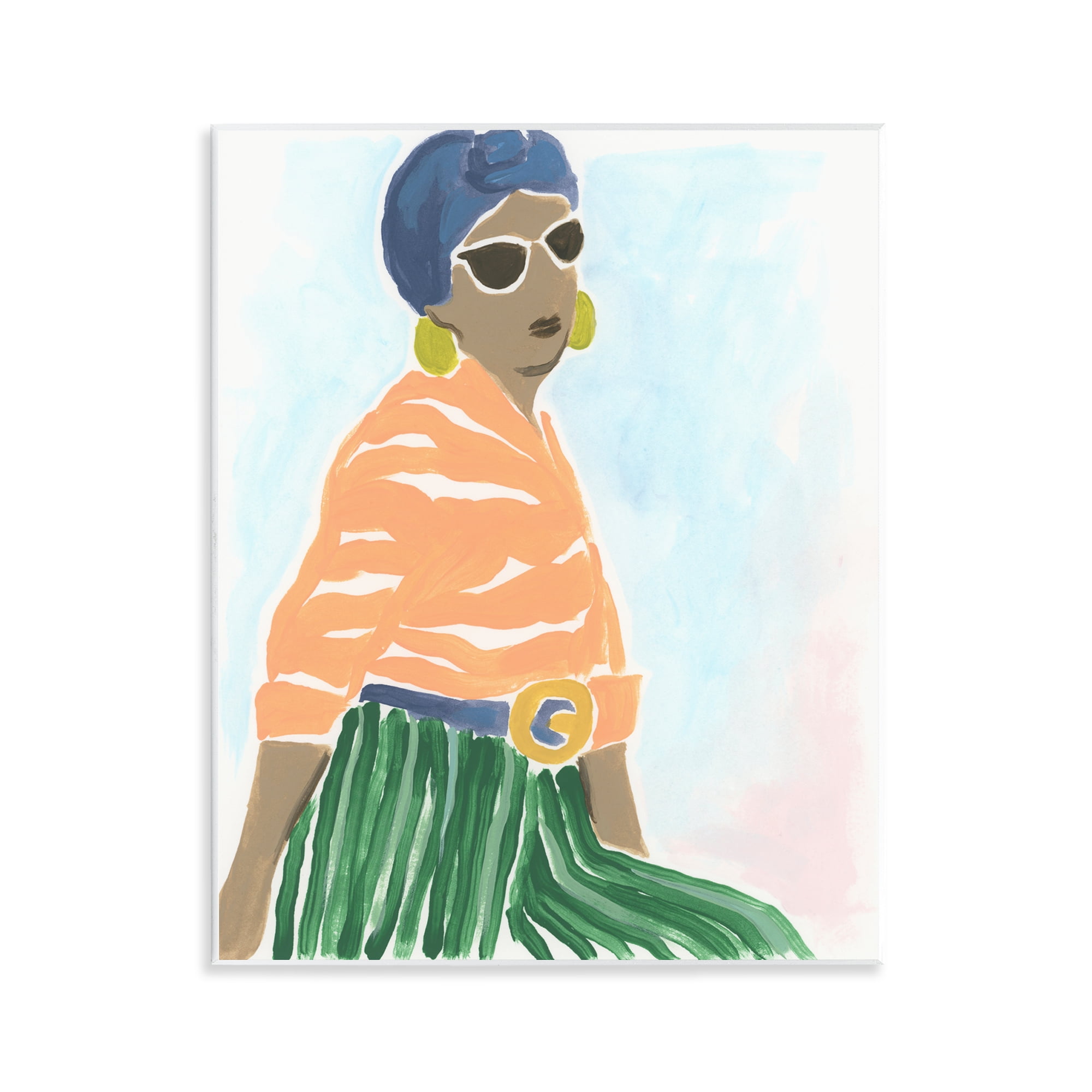 Stupell Industries Stylish Woman with Headwrap People Painting Unframed Art Print Wall Art, 11 x 14