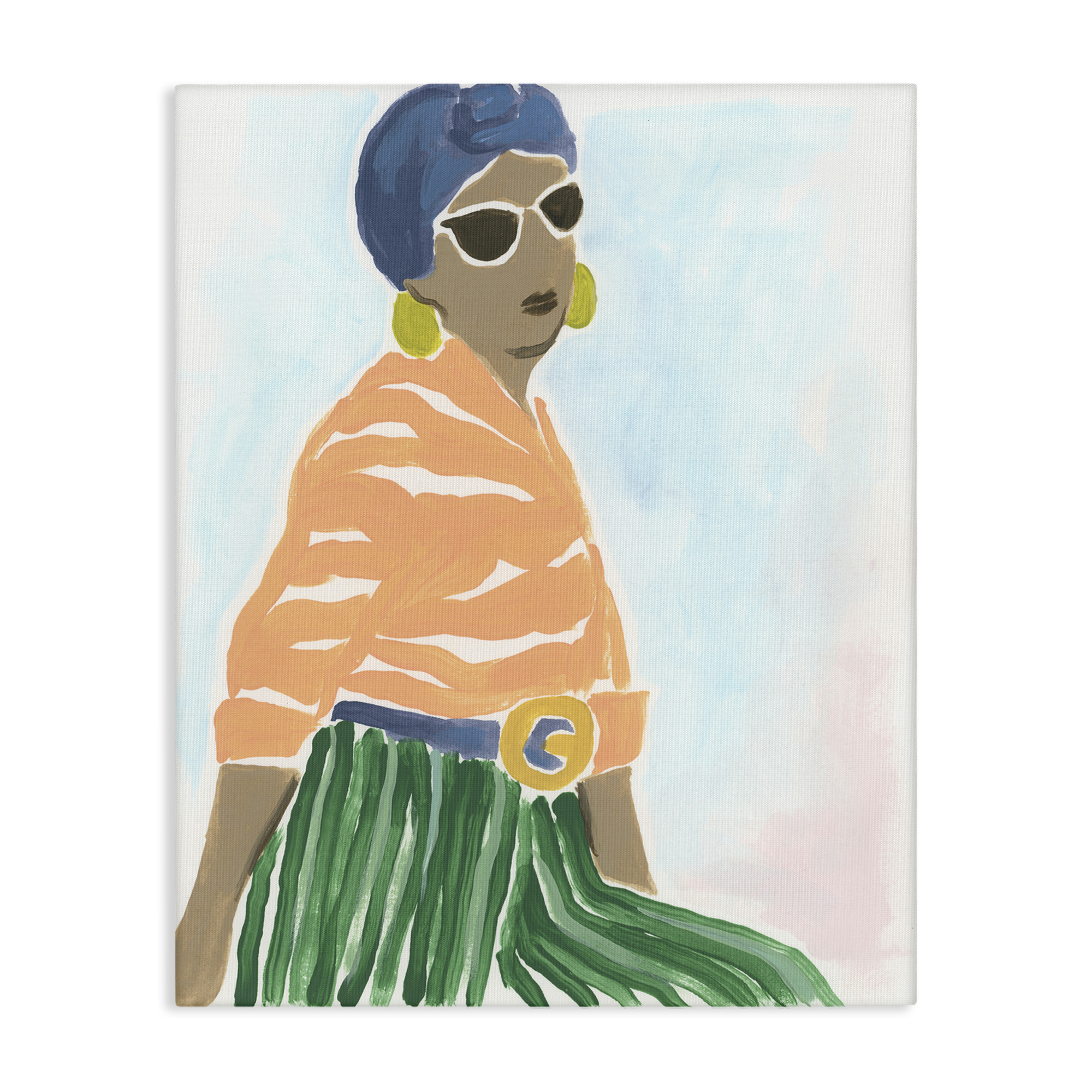 Stupell Industries Stylish Woman with Headwrap People Painting Wrapped Canvas Art Print Wall Art, 30 x 40