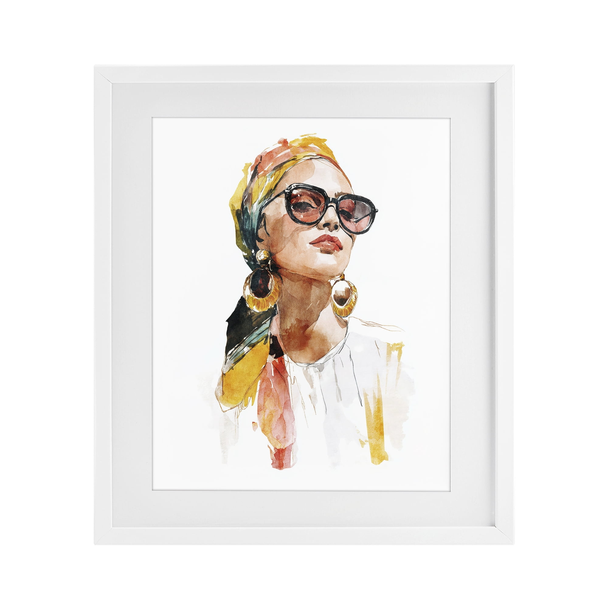 Stupell Industries Stylish Woman with Headwrap White Framed Print Under Glass, design by Svetlana Aleynikova