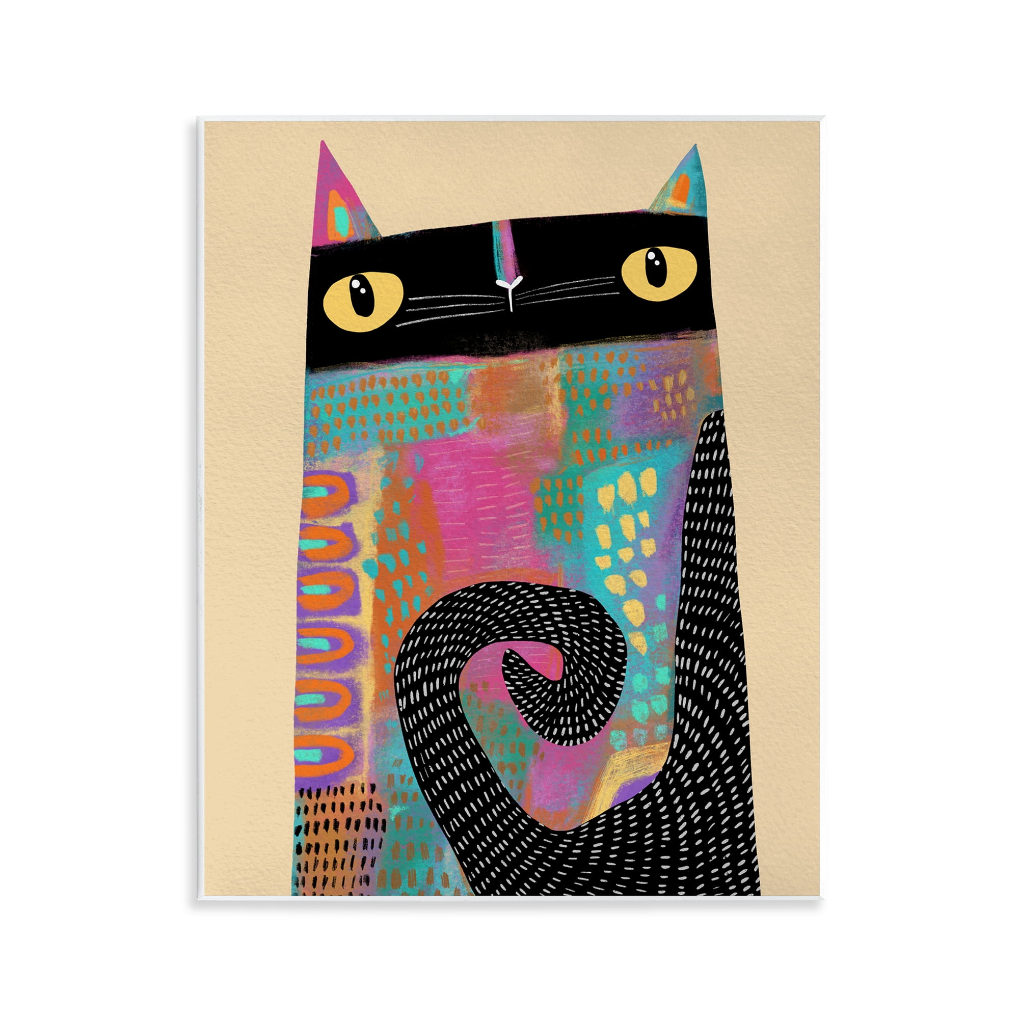 Stupell Industries Stylized Colorful Cat Wall Plaque Art, design by Gabriela Avila
