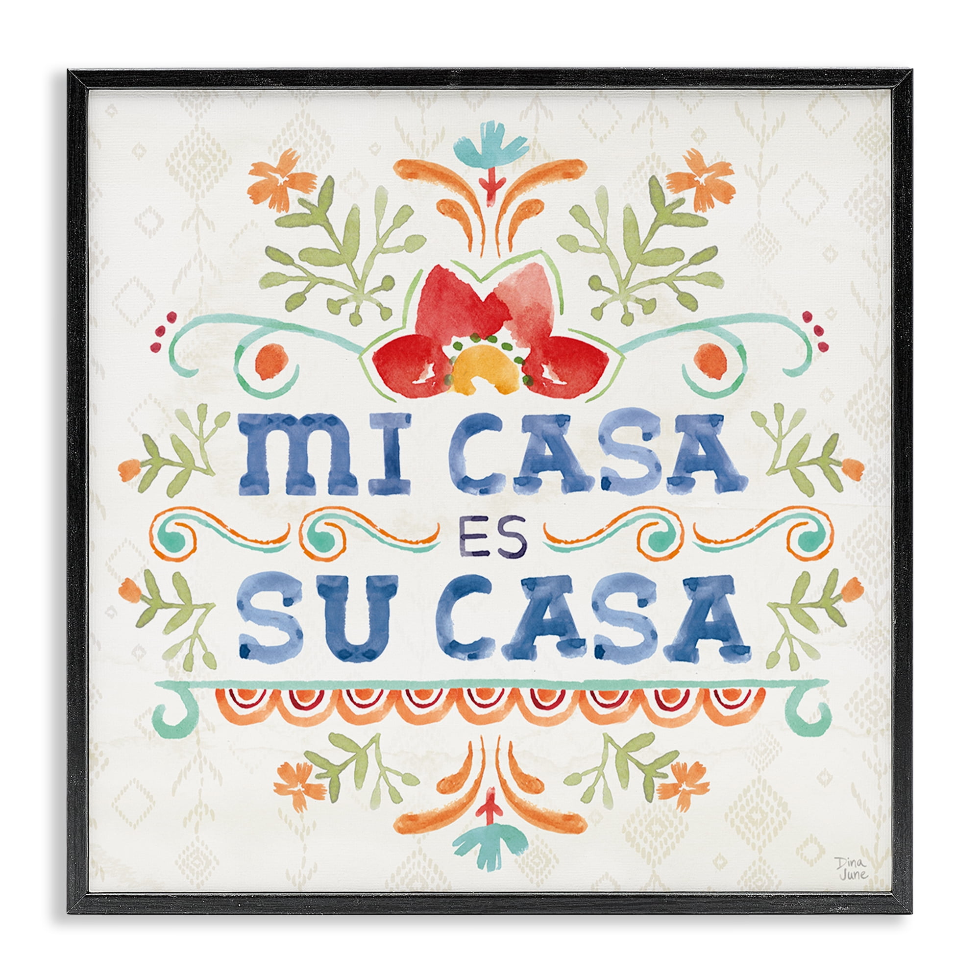 Stupell Industries Su Casa Hogar Acogedor Inspirational Quotes & Sayings Painting Black Framed Art Print Wall Art, 24 x 24
