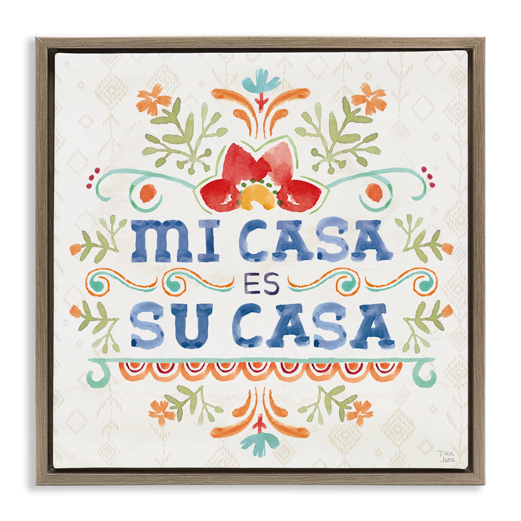 Stupell Industries Su Casa Hogar Acogedor Inspirational Quotes & Sayings Painting Brown Floater Framed Art Print Wall Art, 25 x 25