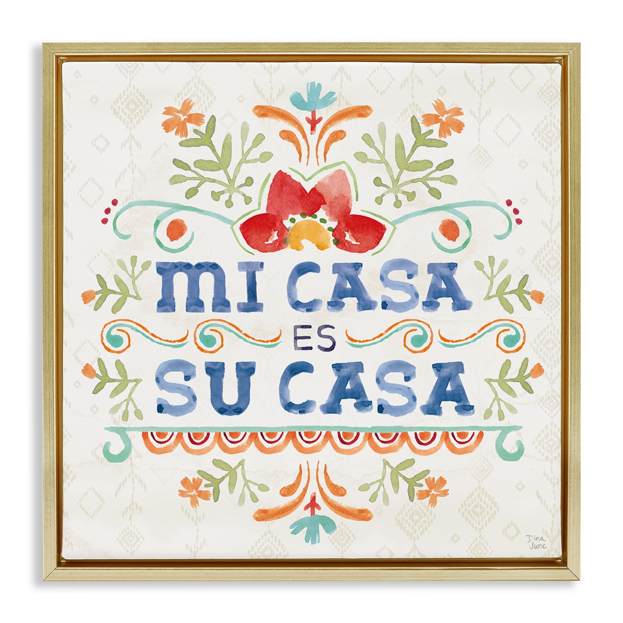 Stupell Industries Su Casa Hogar Acogedor Inspirational Quotes & Sayings Painting Gold Floater Framed Art Print Wall Art, 18 x 18