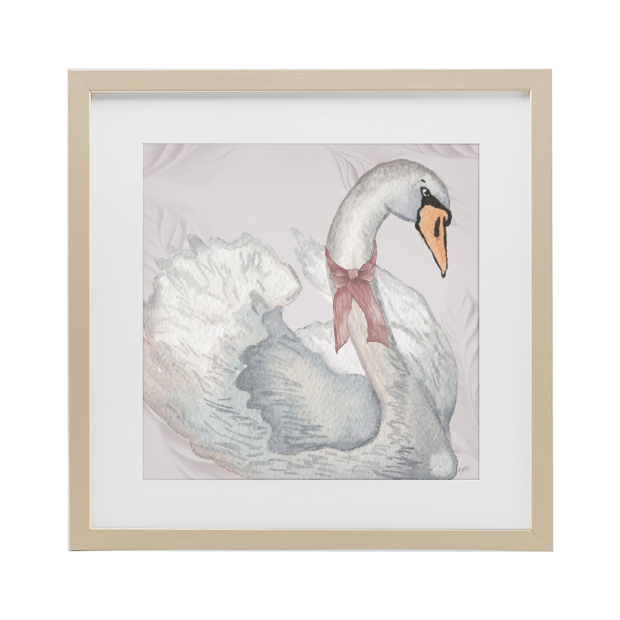 Stupell Industries Subdued Classic Swan Birch Framed Print Under Glass, design by Elizabeth Medley