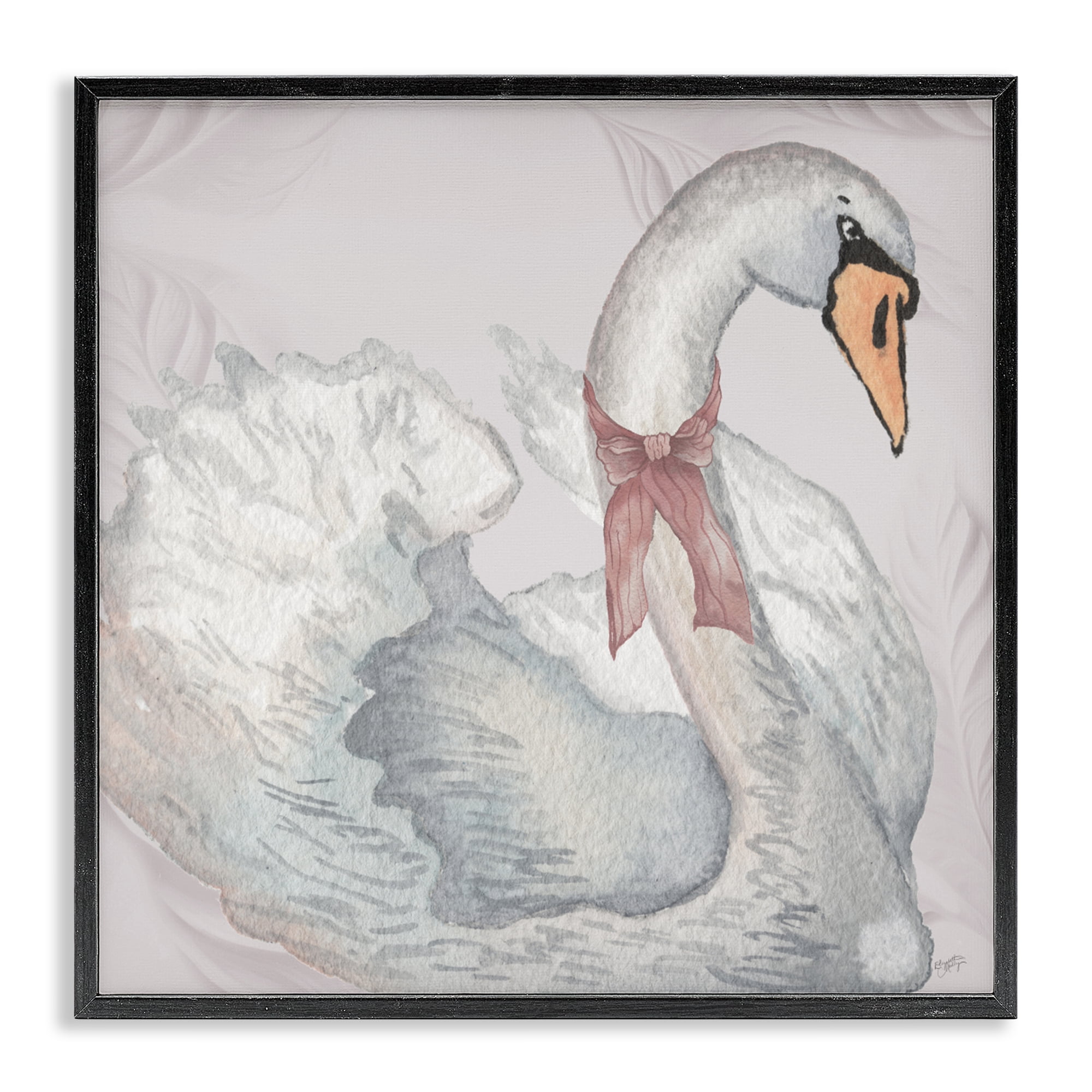 Stupell Industries Subdued Classic Swan Black Framed Giclee Art, design by Elizabeth Medley