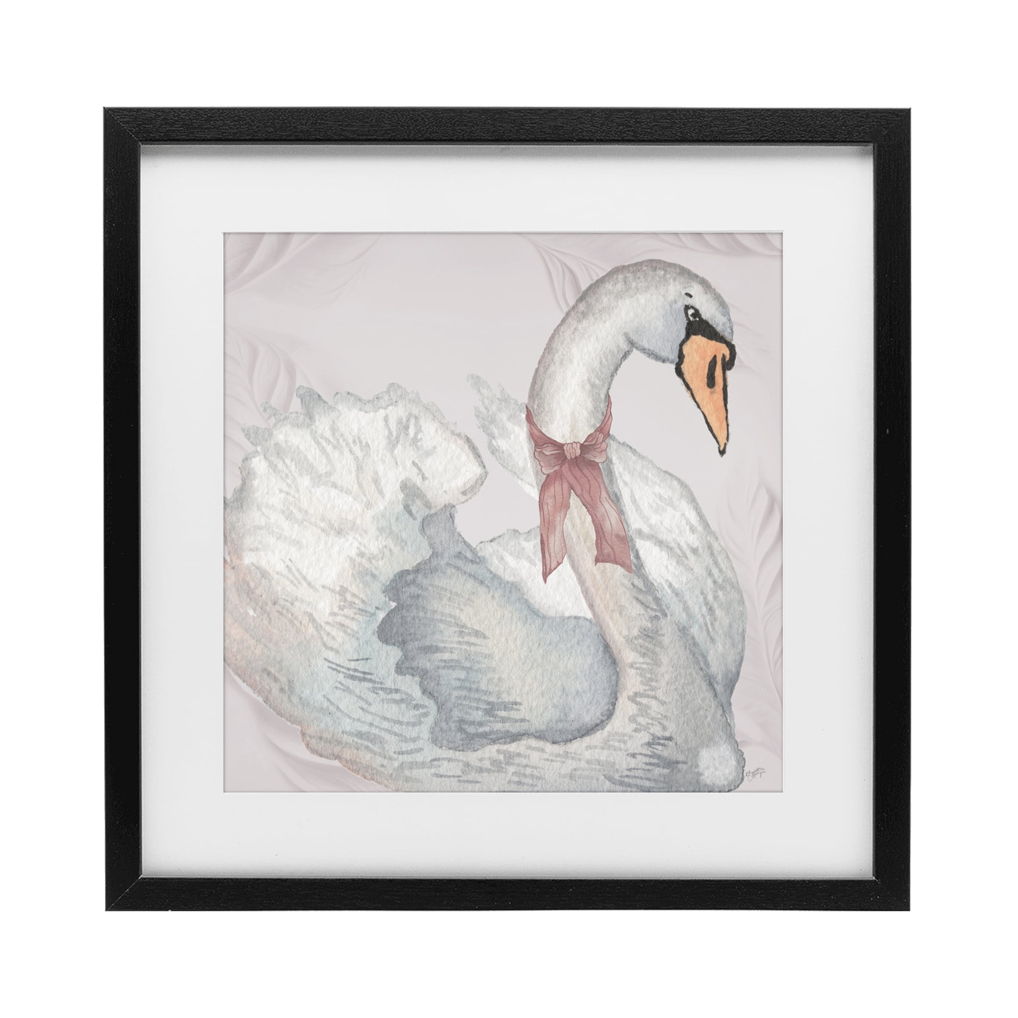 Stupell Industries Subdued Classic Swan Black Framed Print Under Glass, design by Elizabeth Medley