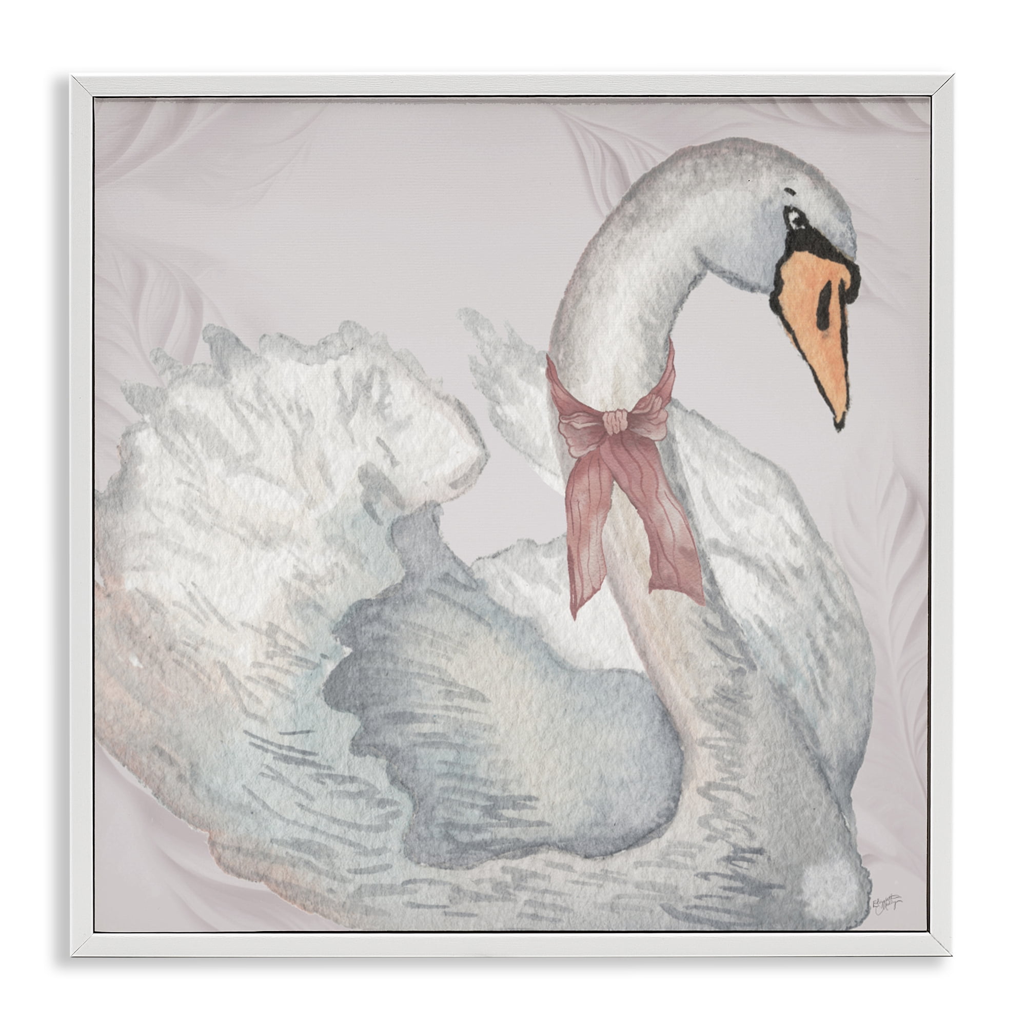 Stupell Industries Subdued Classic Swan White Framed Giclee Art, design by Elizabeth Medley