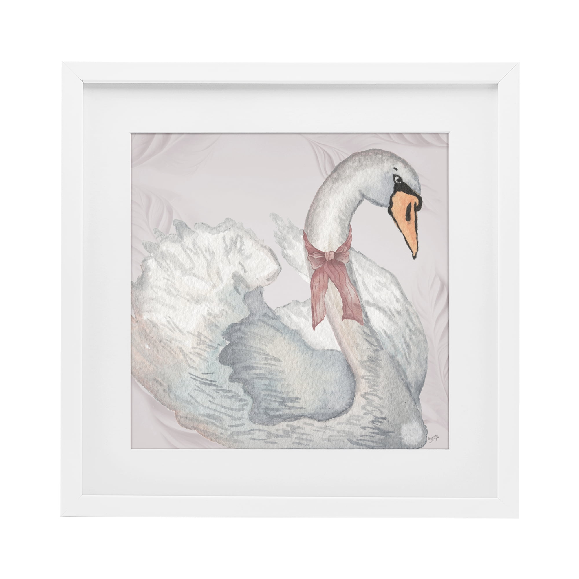 Stupell Industries Subdued Classic Swan White Framed Print Under Glass, design by Elizabeth Medley