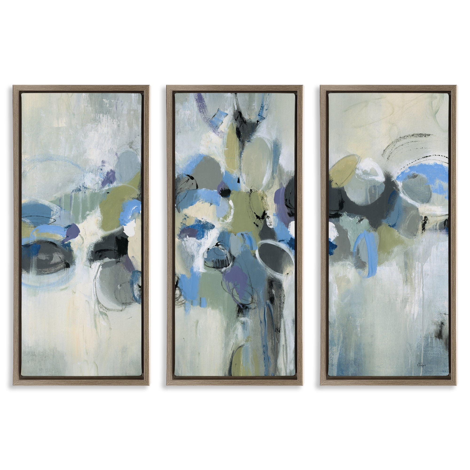 Stupell Industries Subdued Dappled Abstract 3 Piece Brown Framed Floater Canvas Set, design by Lisa Ridgers