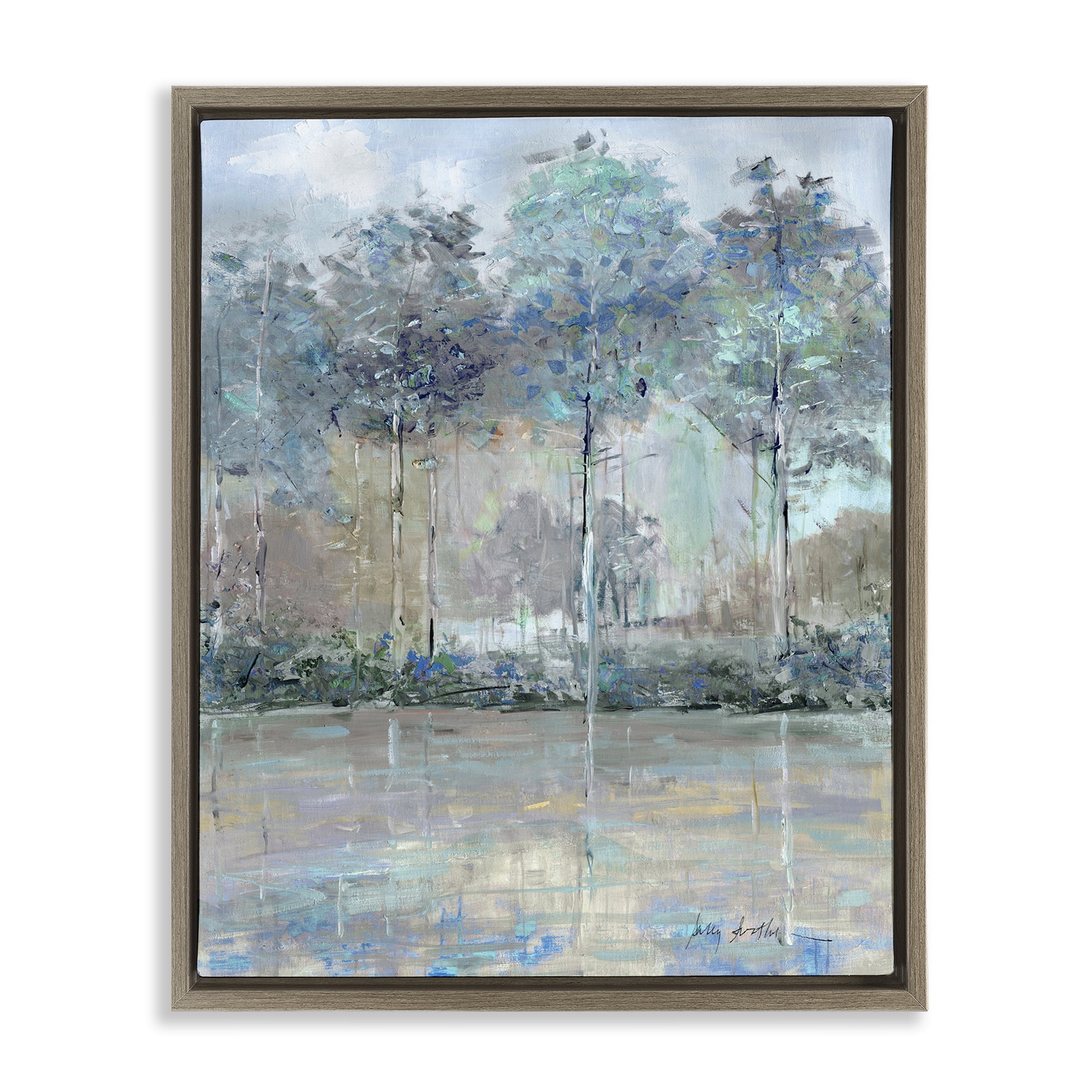 Stupell Industries Subdued Expression of Trees Brown Framed Floater Canvas Wall Art, design by Sally Swatland
