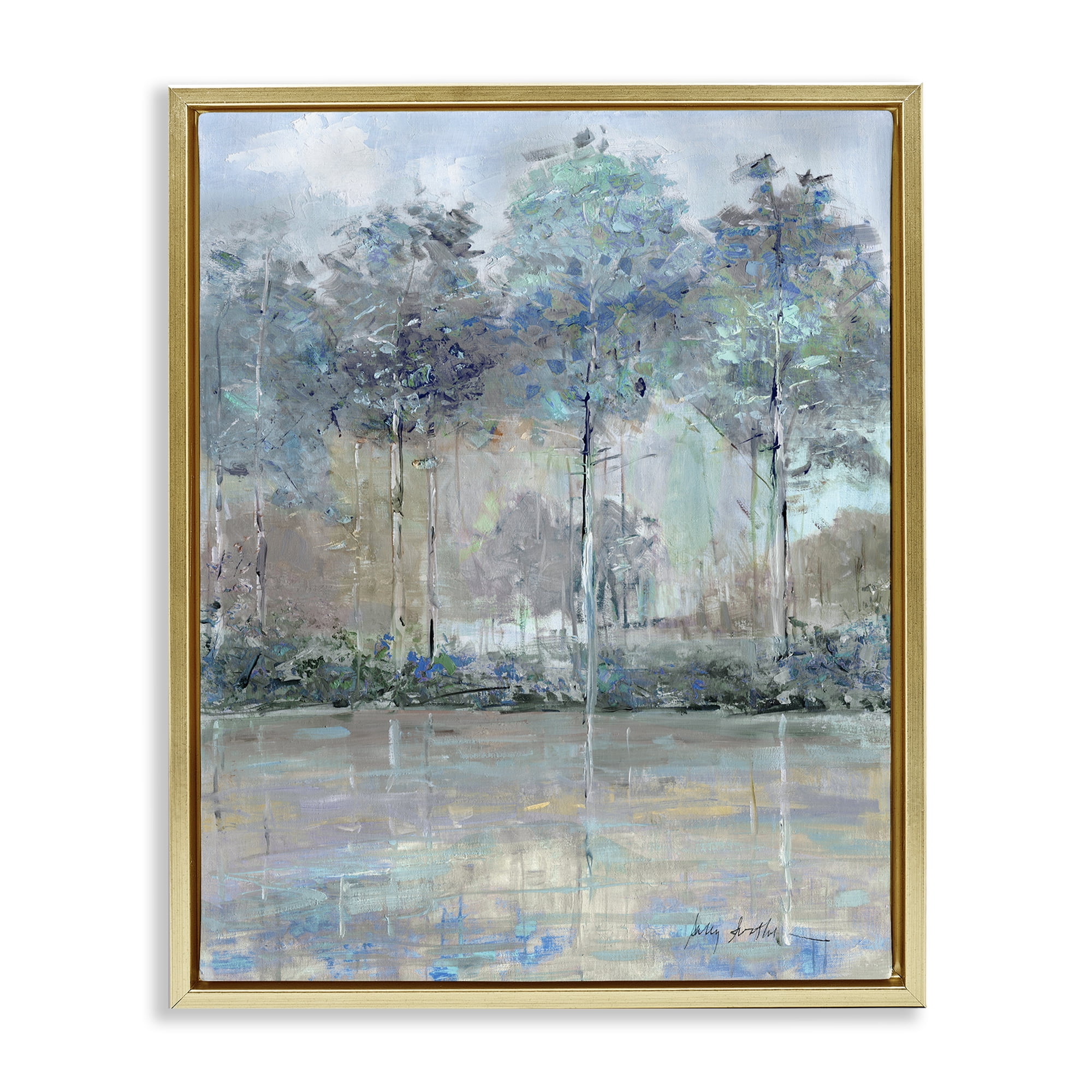 Stupell Industries Subdued Expression of Trees Gold Framed Floater Canvas Wall Art, design by Sally Swatland