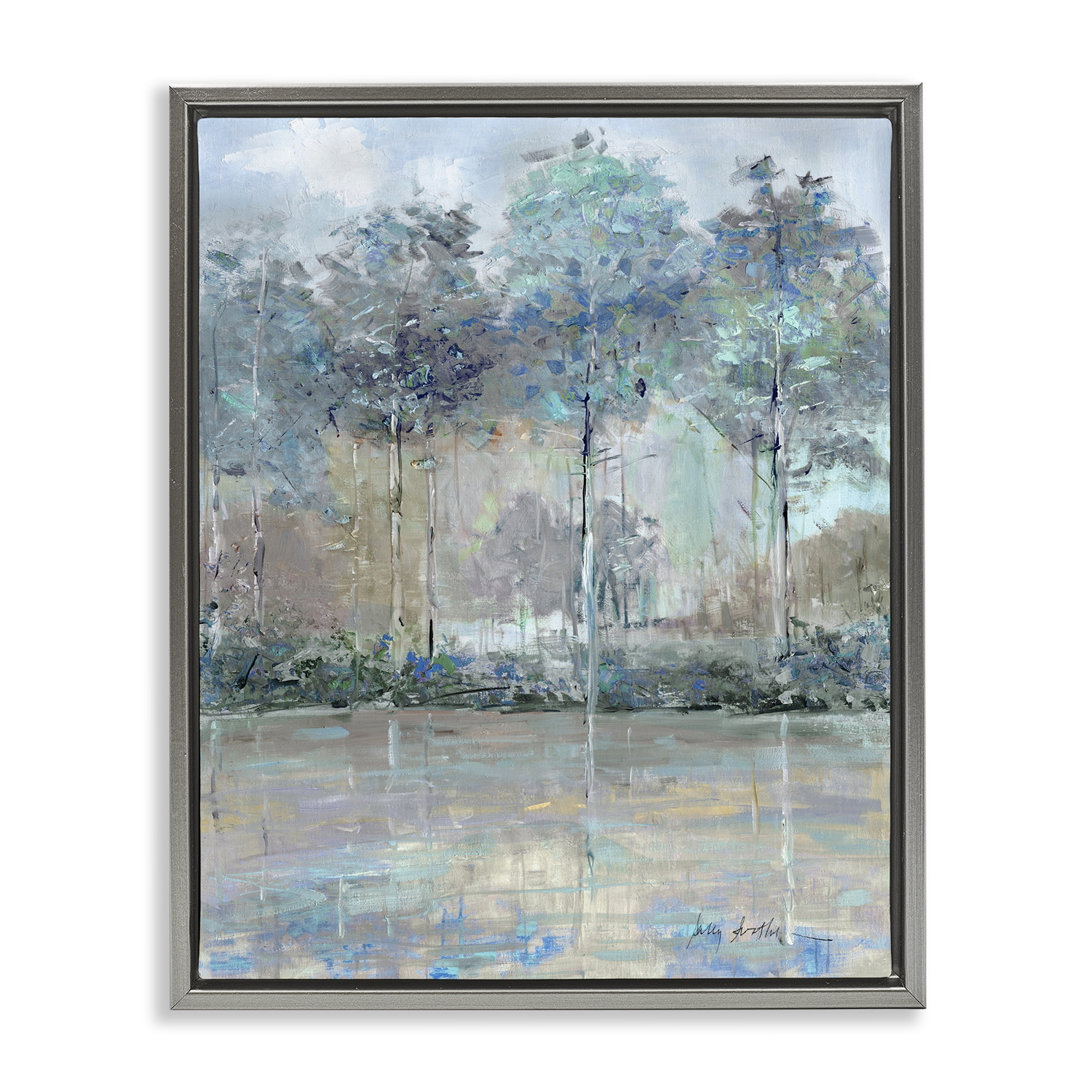 Stupell Industries Subdued Expression of Trees Gray Framed Floater Canvas Wall Art, design by Sally Swatland