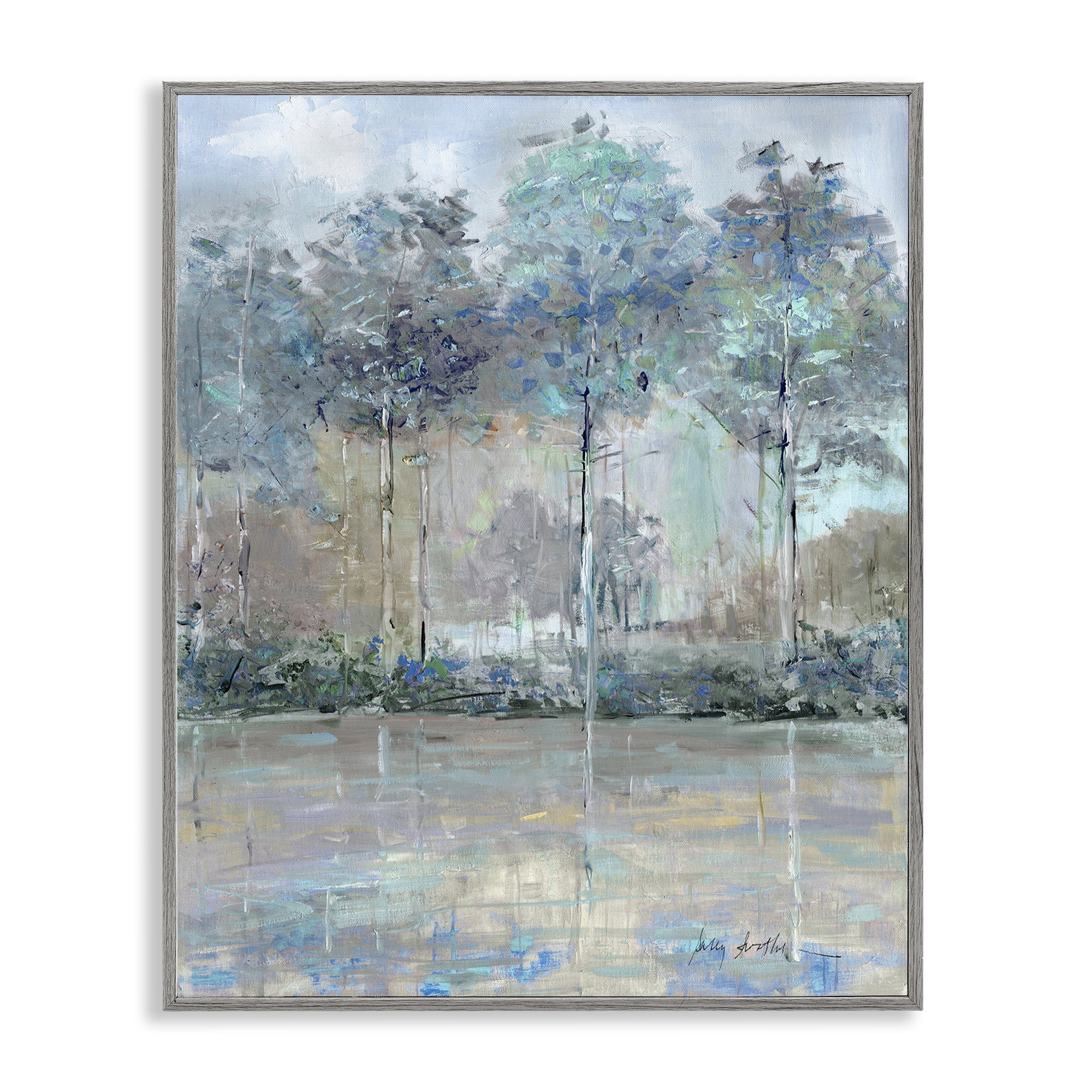 Stupell Industries Subdued Expression of Trees Gray Framed Giclee Art, design by Sally Swatland
