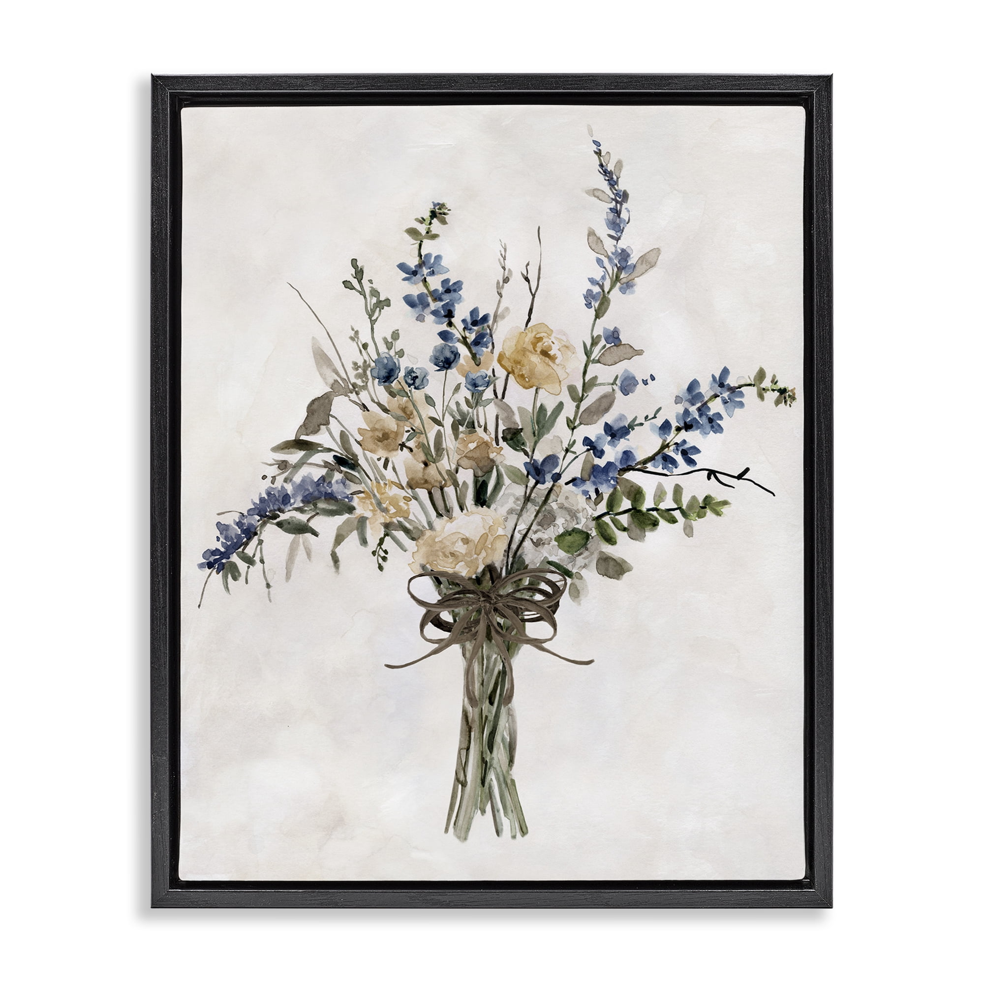 Stupell Industries Subdued Flower Bushel Black Framed Floater Canvas Wall Art, design by Carol Robinson