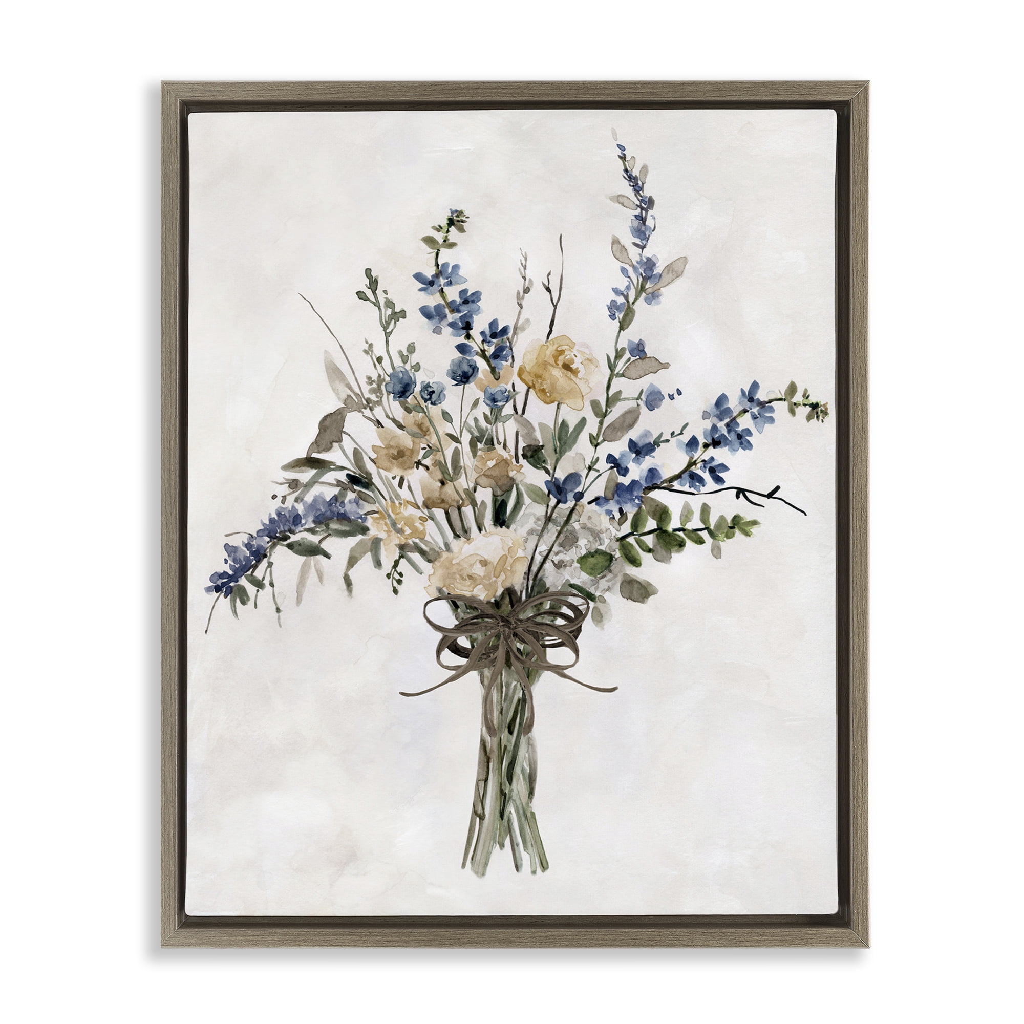 Stupell Industries Subdued Flower Bushel Brown Framed Floater Canvas Wall Art, design by Carol Robinson