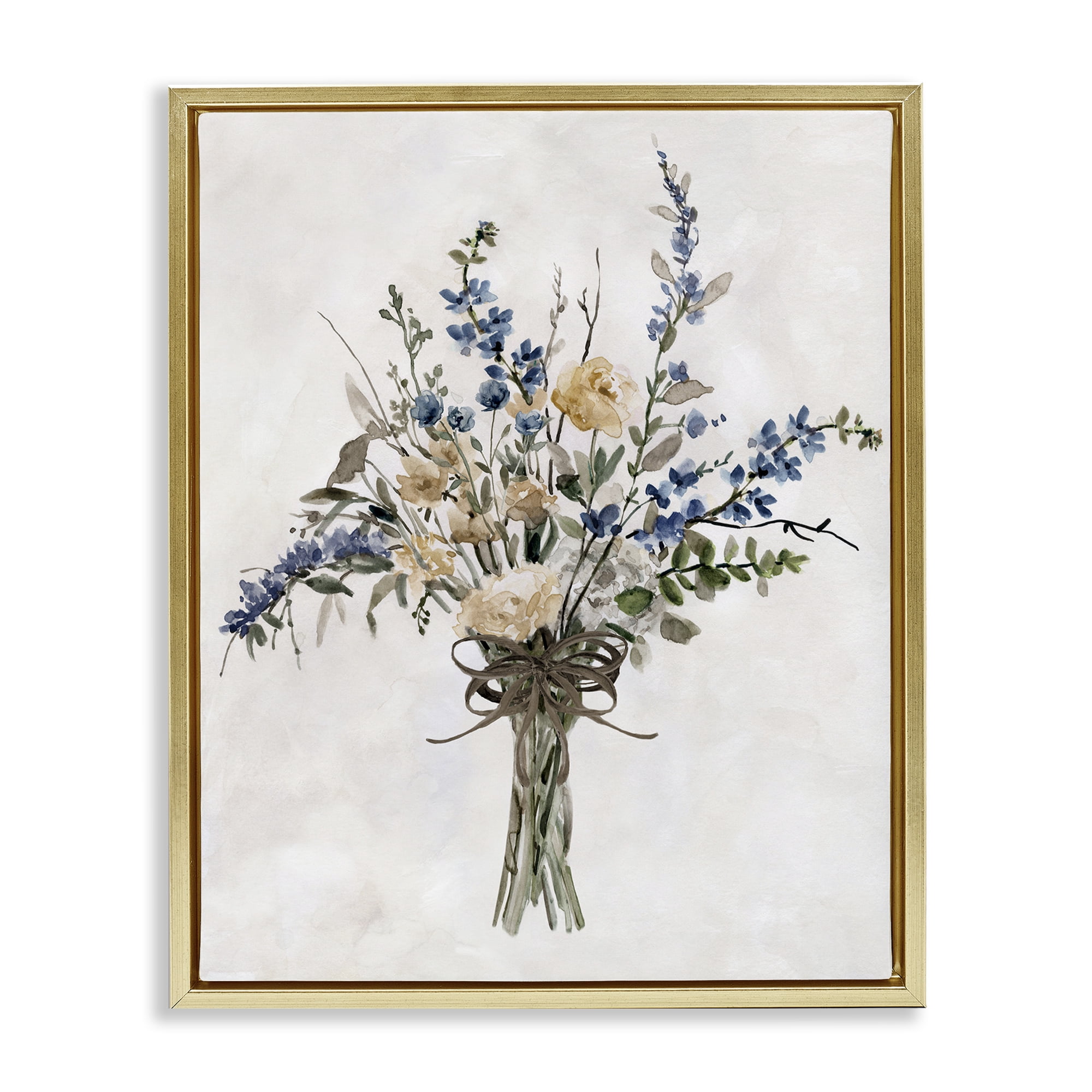 Stupell Industries Subdued Flower Bushel Gold Framed Floater Canvas Wall Art, design by Carol Robinson