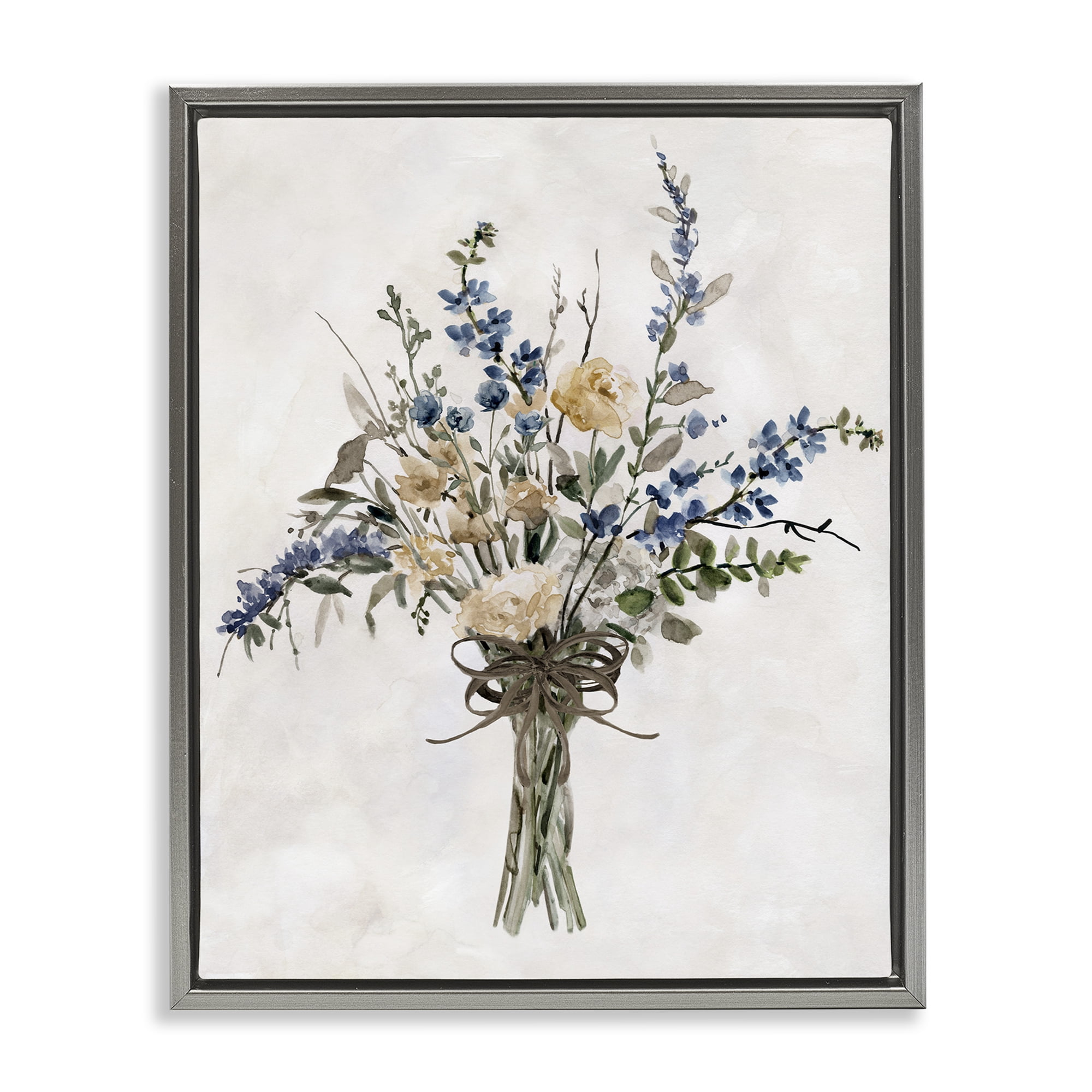 Stupell Industries Subdued Flower Bushel Gray Framed Floater Canvas Wall Art, design by Carol Robinson