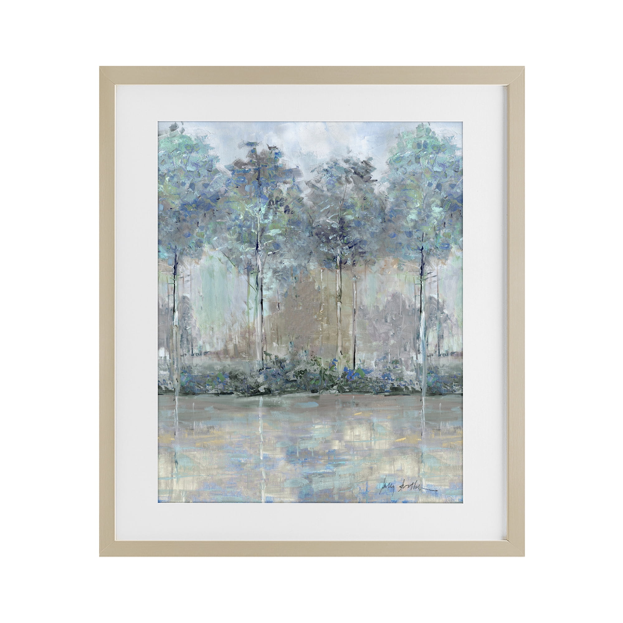 Stupell Industries Subdued Impression of Trees Birch Framed Print Under Glass, design by Sally Swatland