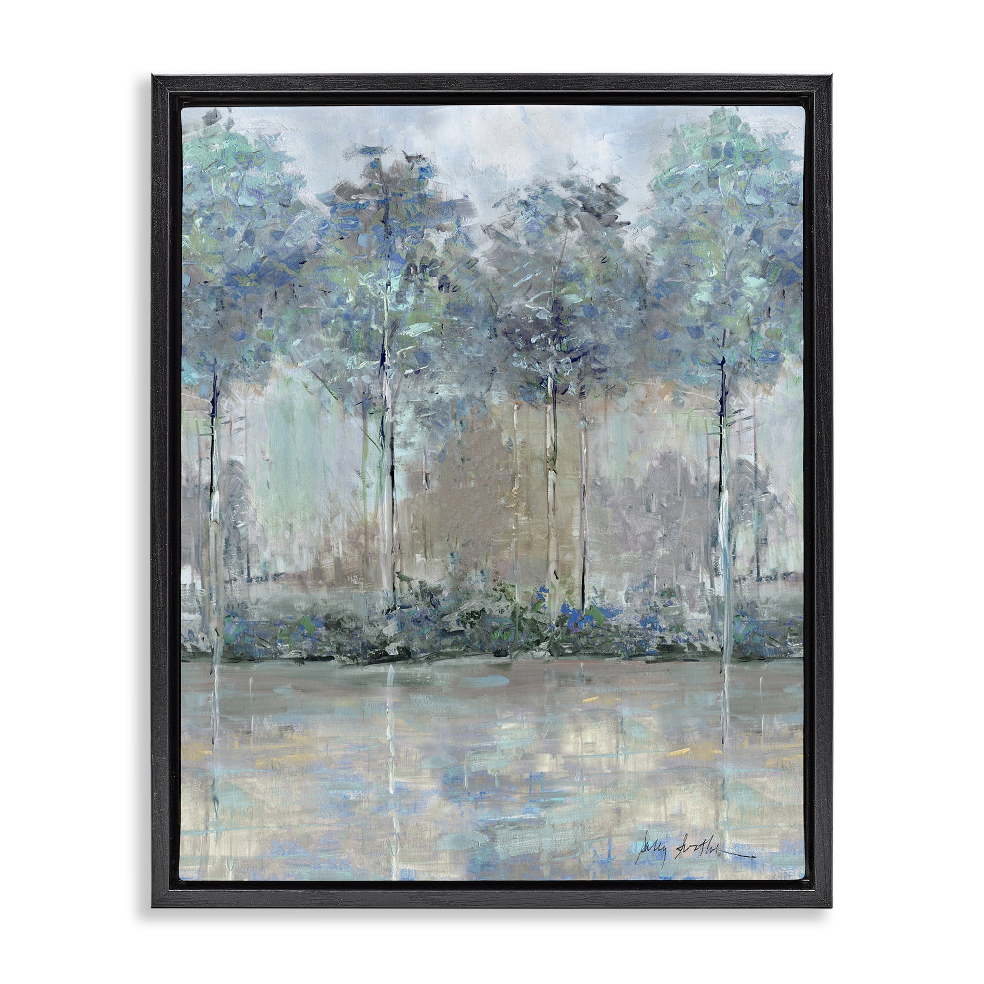 Stupell Industries Subdued Impression of Trees Black Framed Floater Canvas Wall Art, design by Sally Swatland