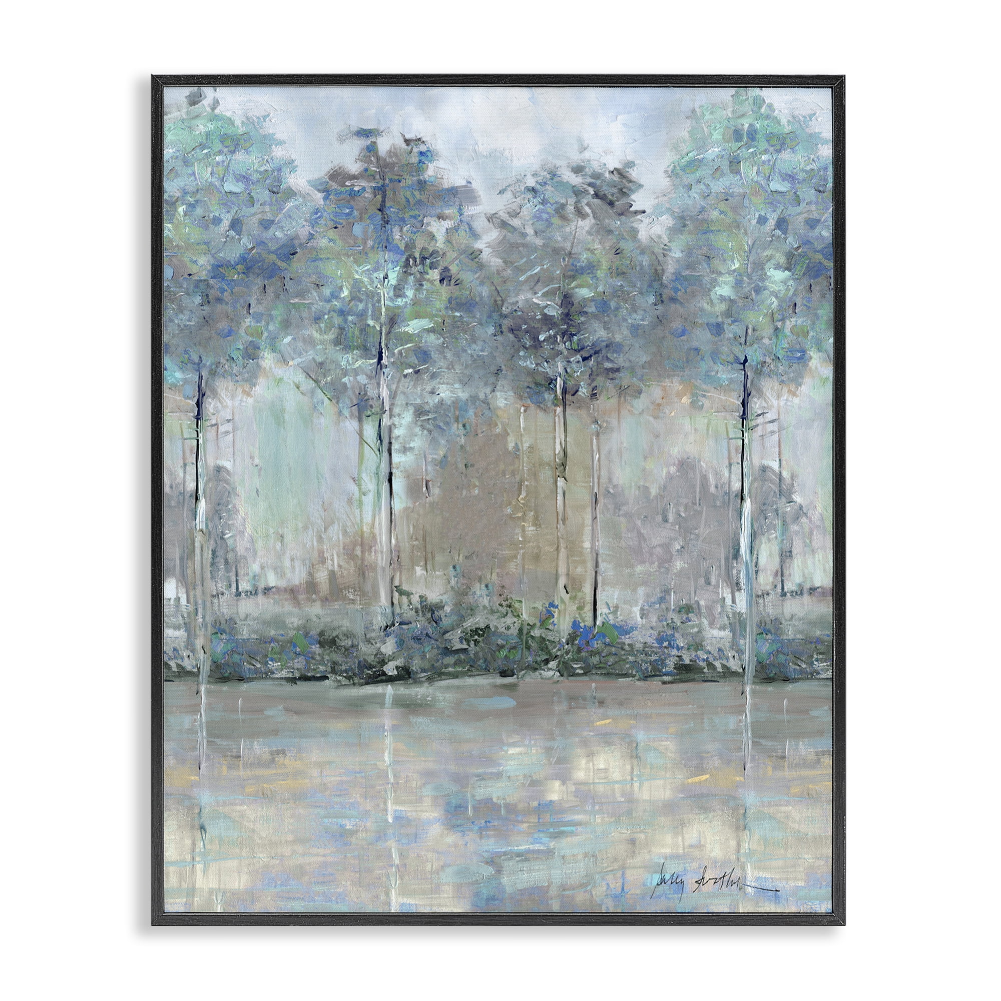Stupell Industries Subdued Impression of Trees Black Framed Giclee Art, design by Sally Swatland