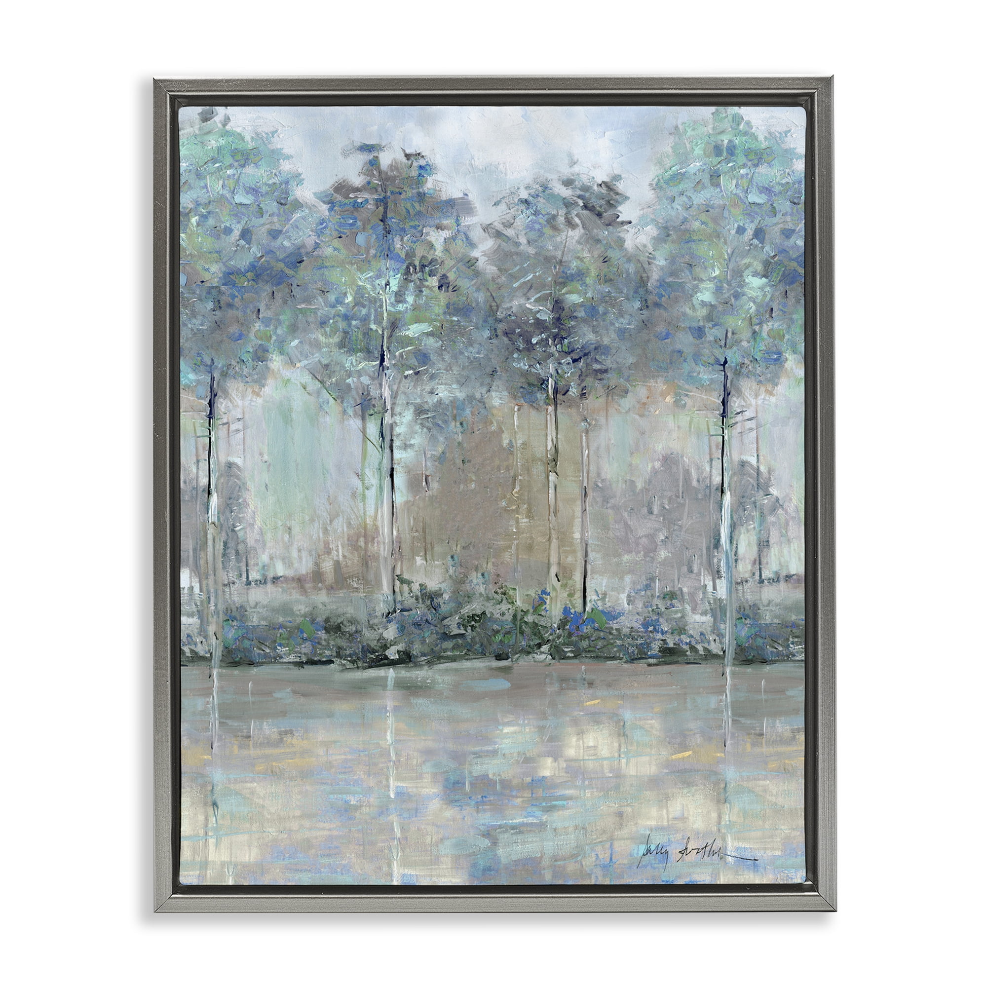 Stupell Industries Subdued Impression of Trees Gray Framed Floater Canvas Wall Art, design by Sally Swatland
