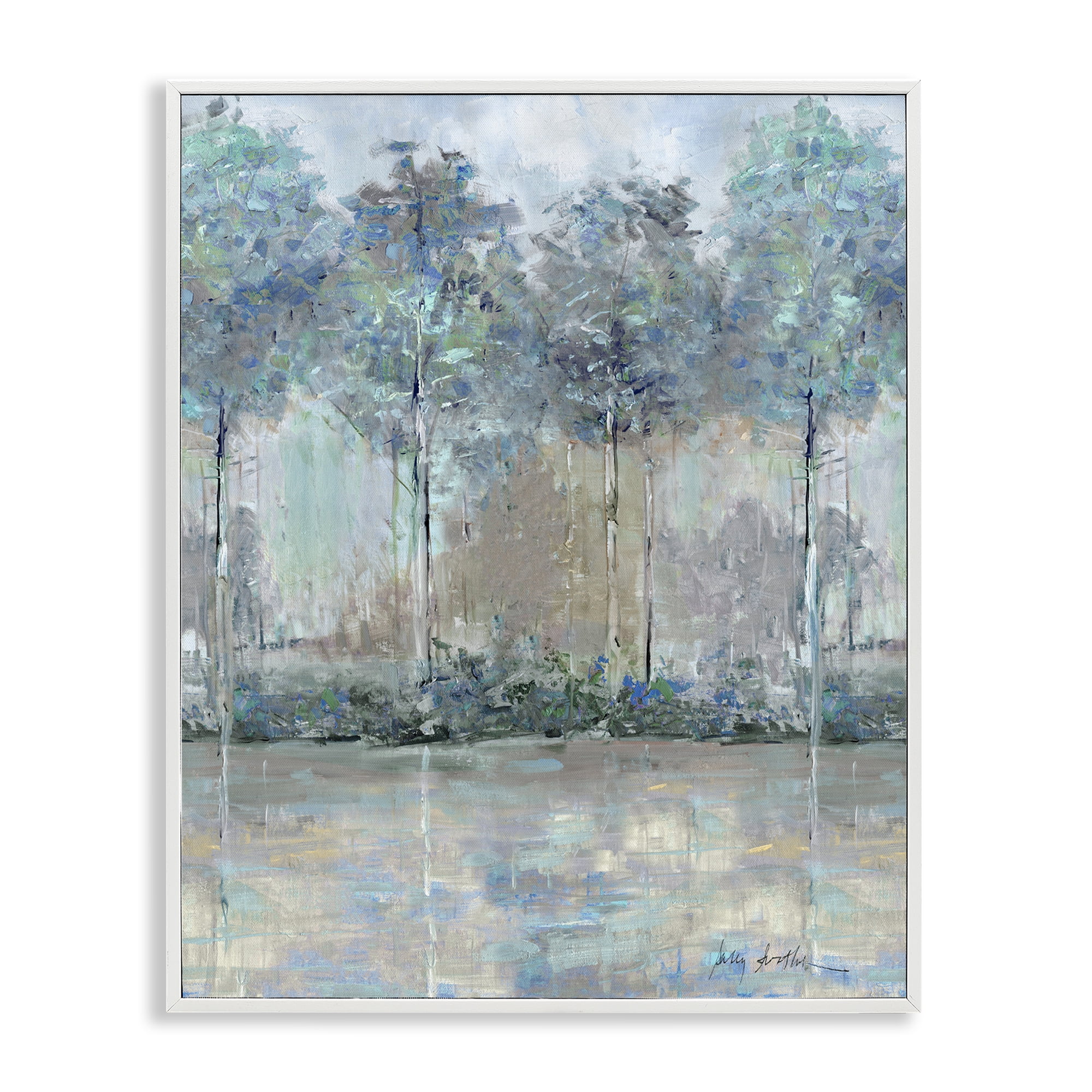 Stupell Industries Subdued Impression of Trees White Framed Giclee Art, design by Sally Swatland