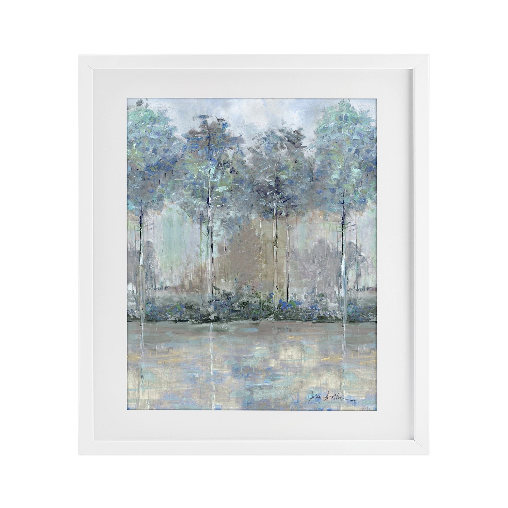 Stupell Industries Subdued Impression of Trees White Framed Print Under Glass, design by Sally Swatland