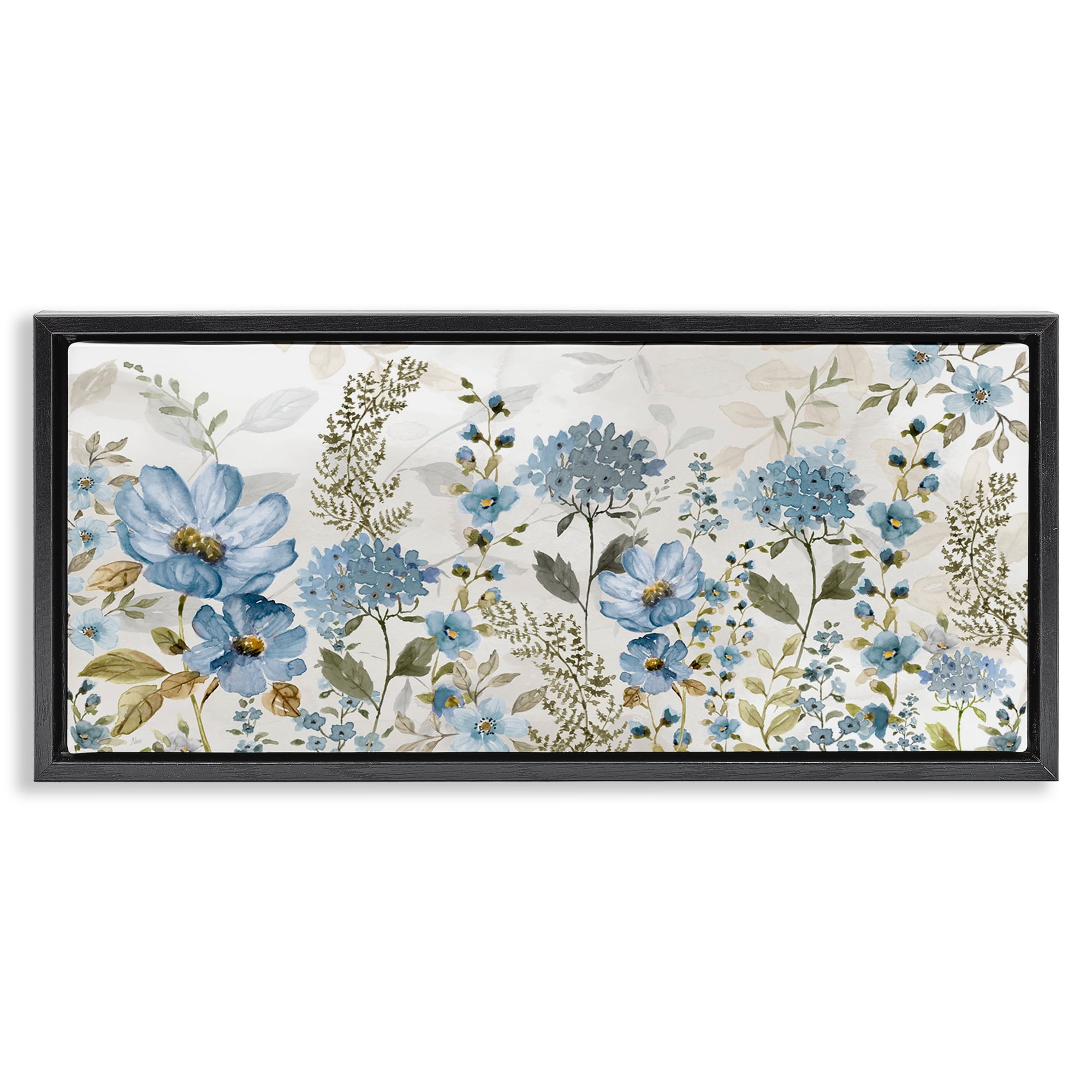 Stupell Industries Subdued Meadow Foliage Black Framed Floater Canvas Wall Art, design by Nan
