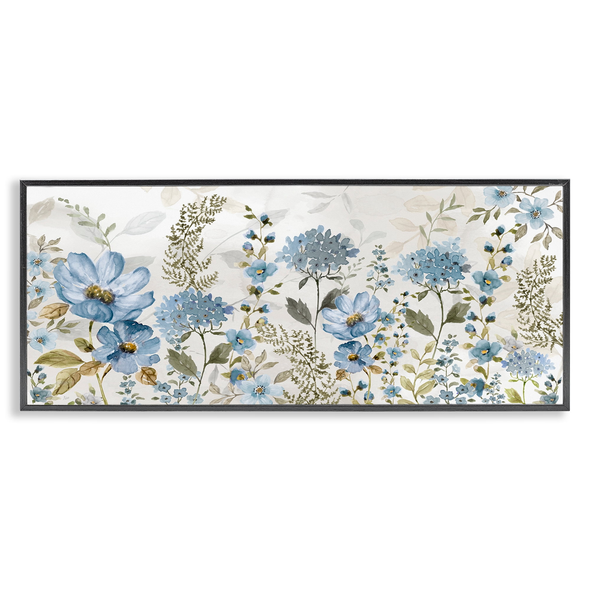 Stupell Industries Subdued Meadow Foliage Black Framed Giclee Art, design by Nan