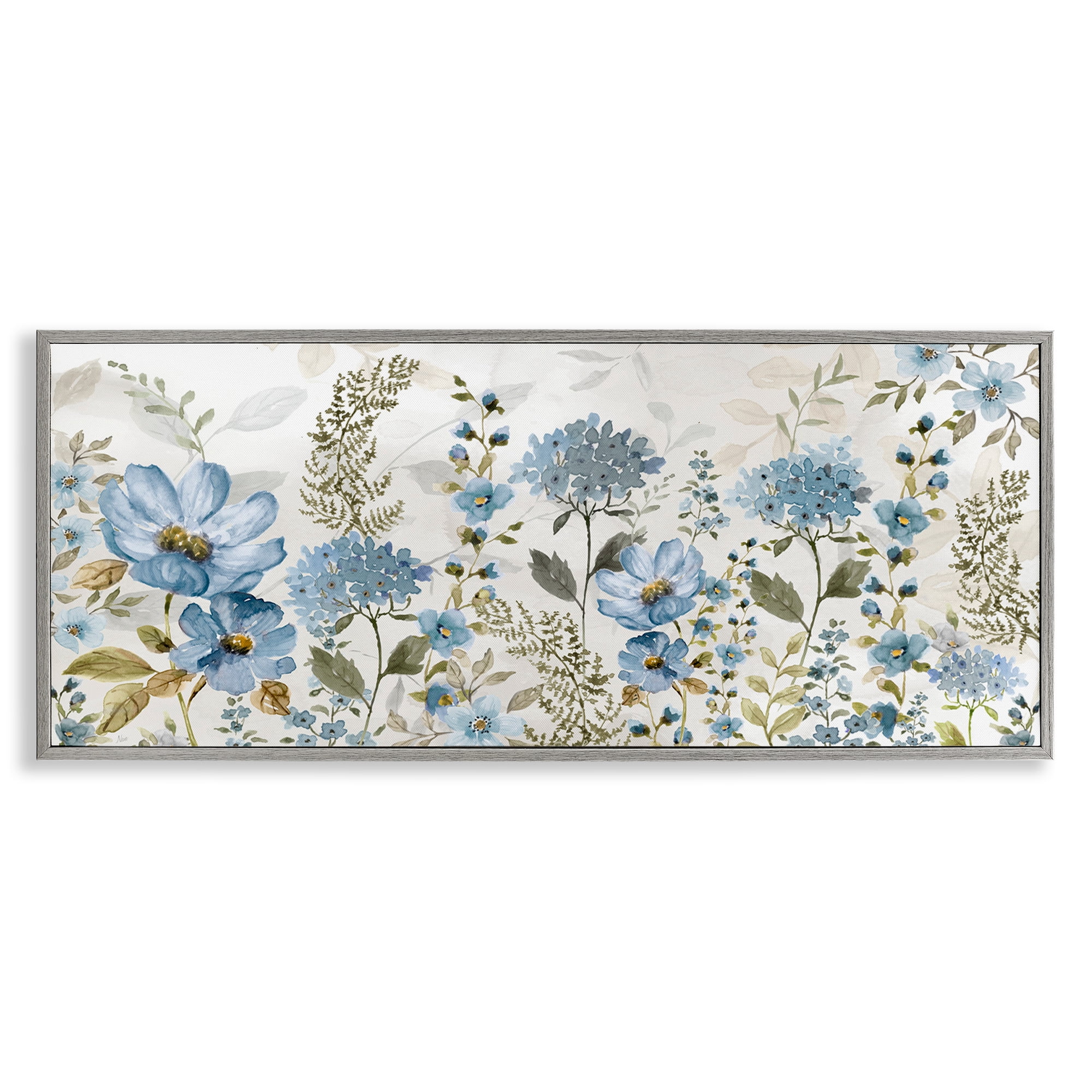 Stupell Industries Subdued Meadow Foliage Gray Framed Giclee Art, design by Nan