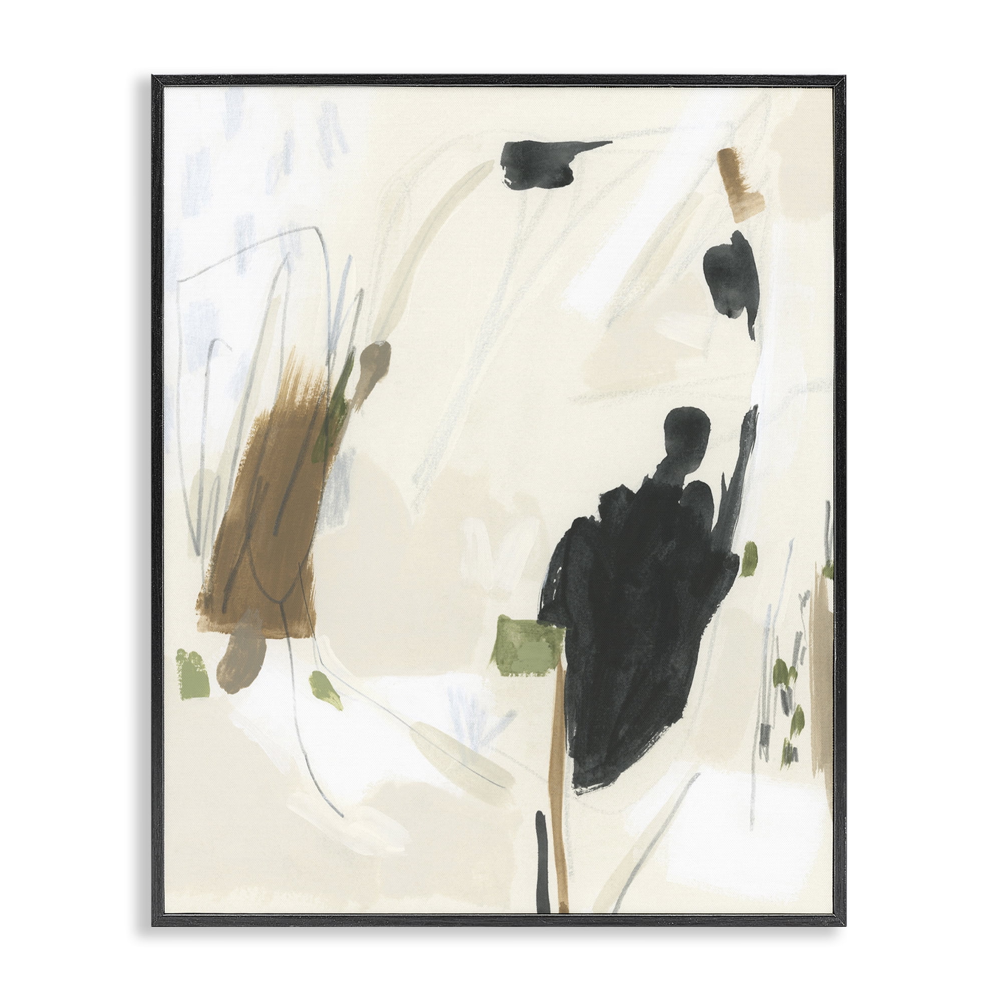 Stupell Industries Subdued Neutral Abstract Abstract Painting Black Framed Art Print Wall Art, 11 x 14