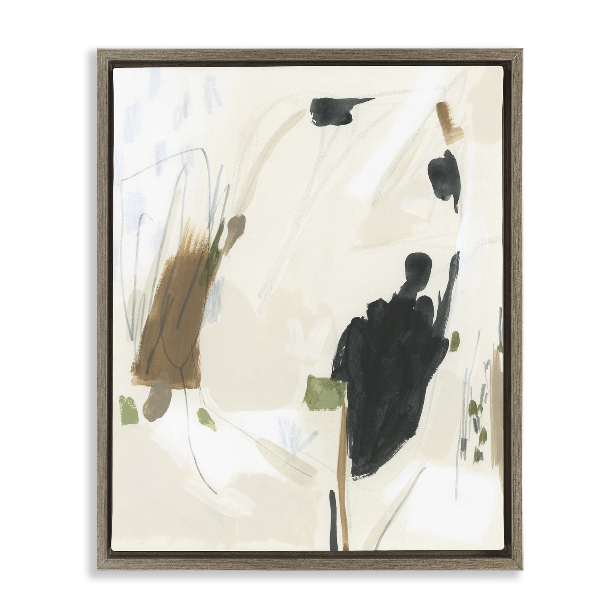 Stupell Industries Subdued Neutral Abstract Abstract Painting Brown Floater Framed Canvas Art Print Wall Art, 25 x 31