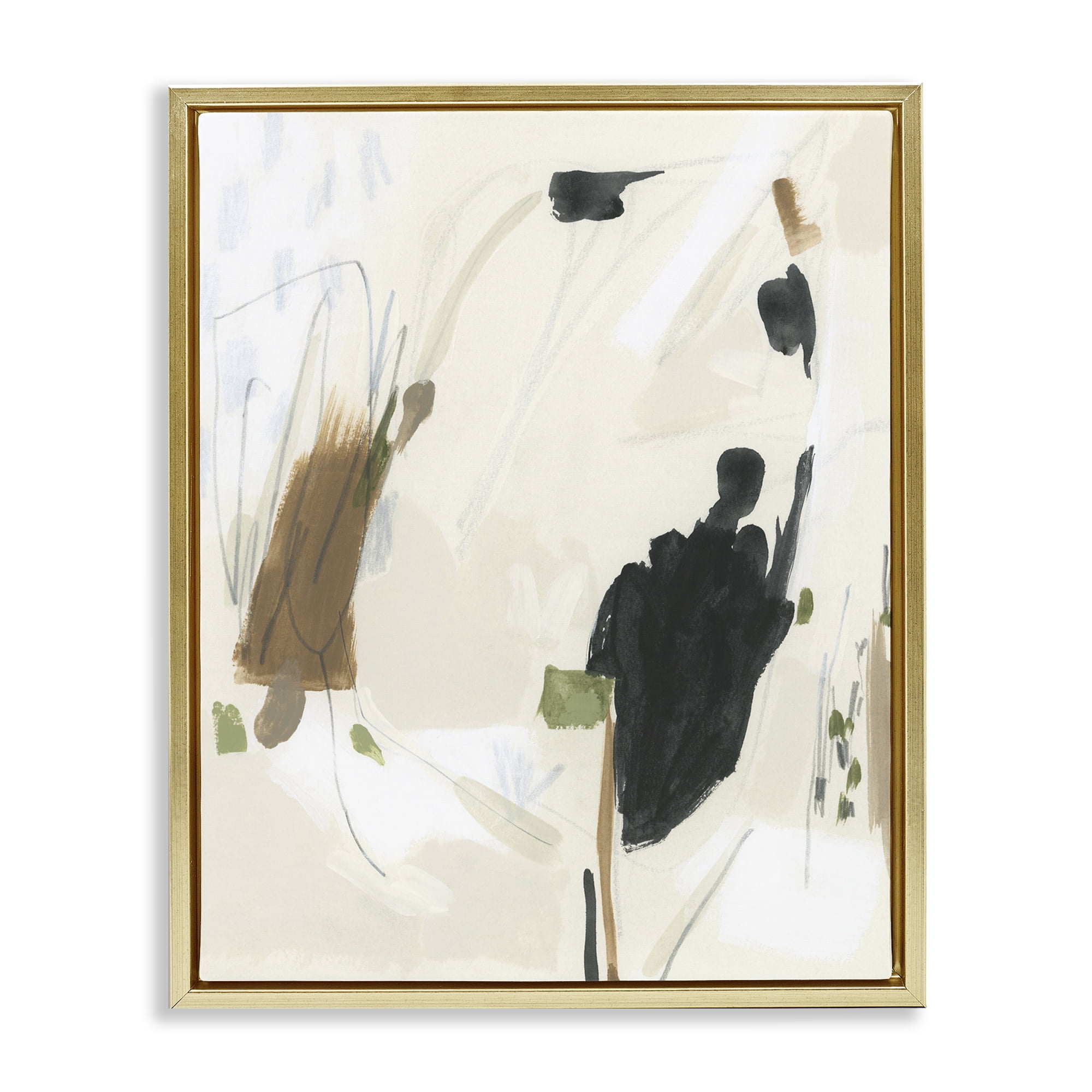 Stupell Industries Subdued Neutral Abstract Abstract Painting Gold Floater Framed Canvas Art Print Wall Art, 25 x 31