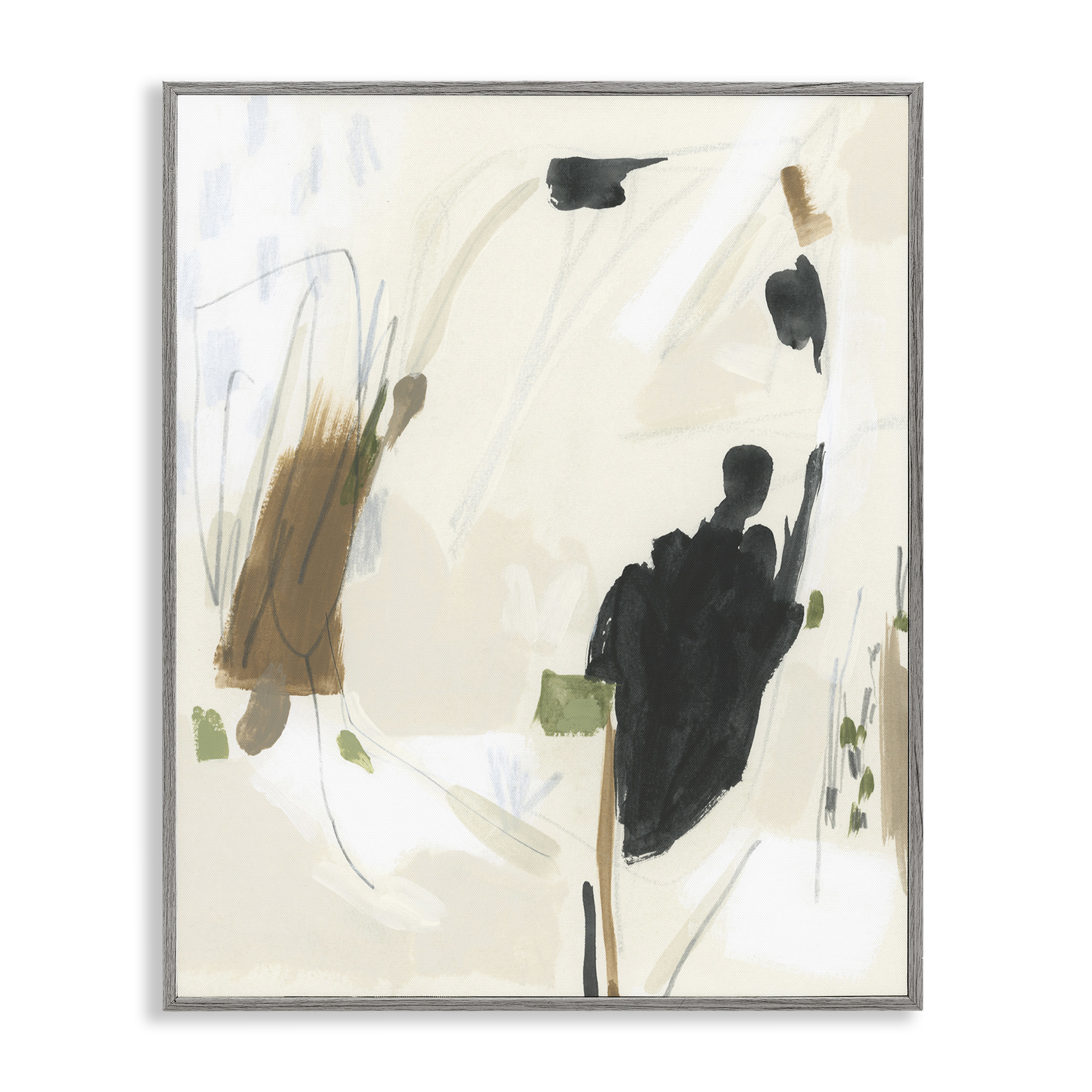 Stupell Industries Subdued Neutral Abstract Abstract Painting Gray Framed Art Print Wall Art, 11 x 14