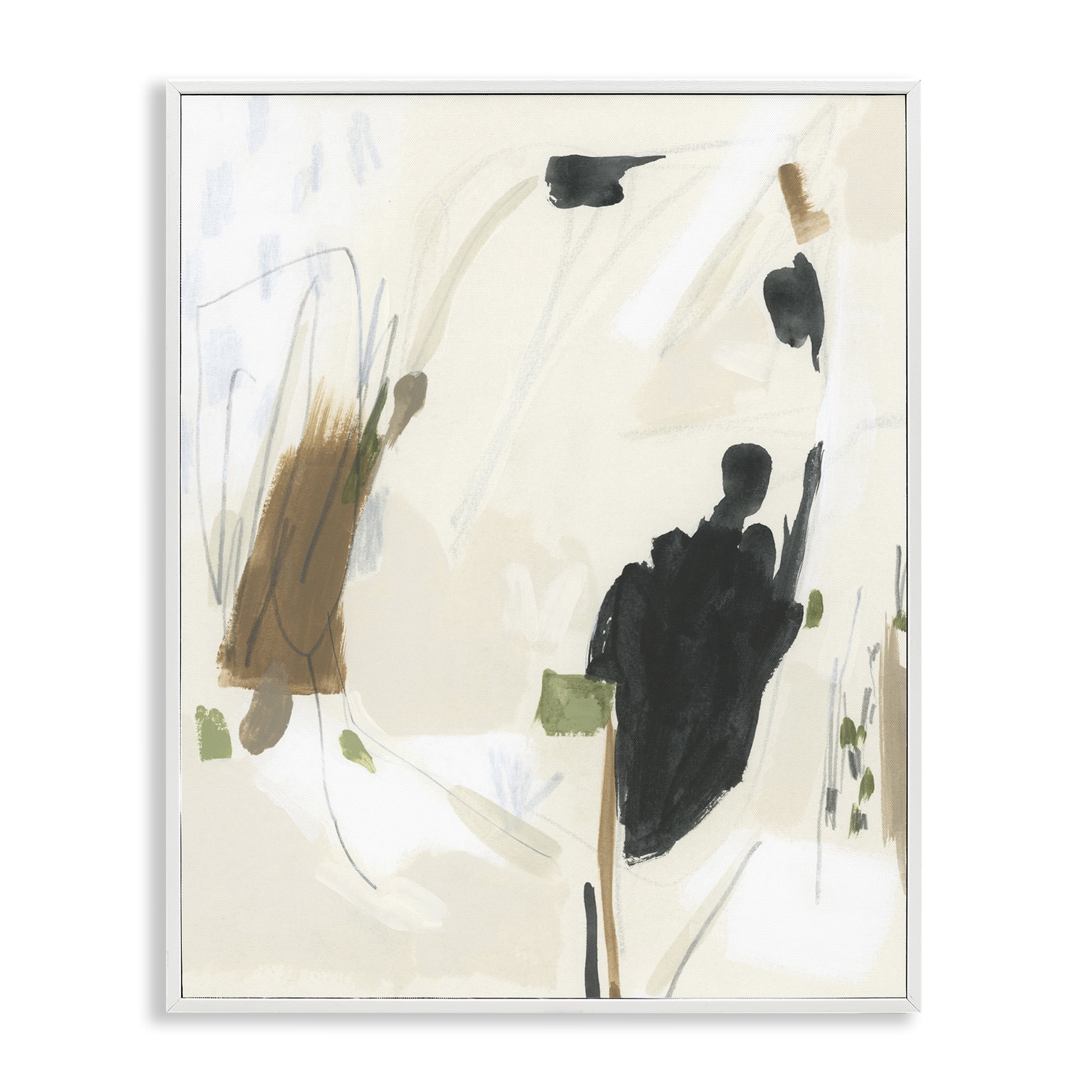Stupell Industries Subdued Neutral Abstract Abstract Painting White Framed Art Print Wall Art, 24 x 30