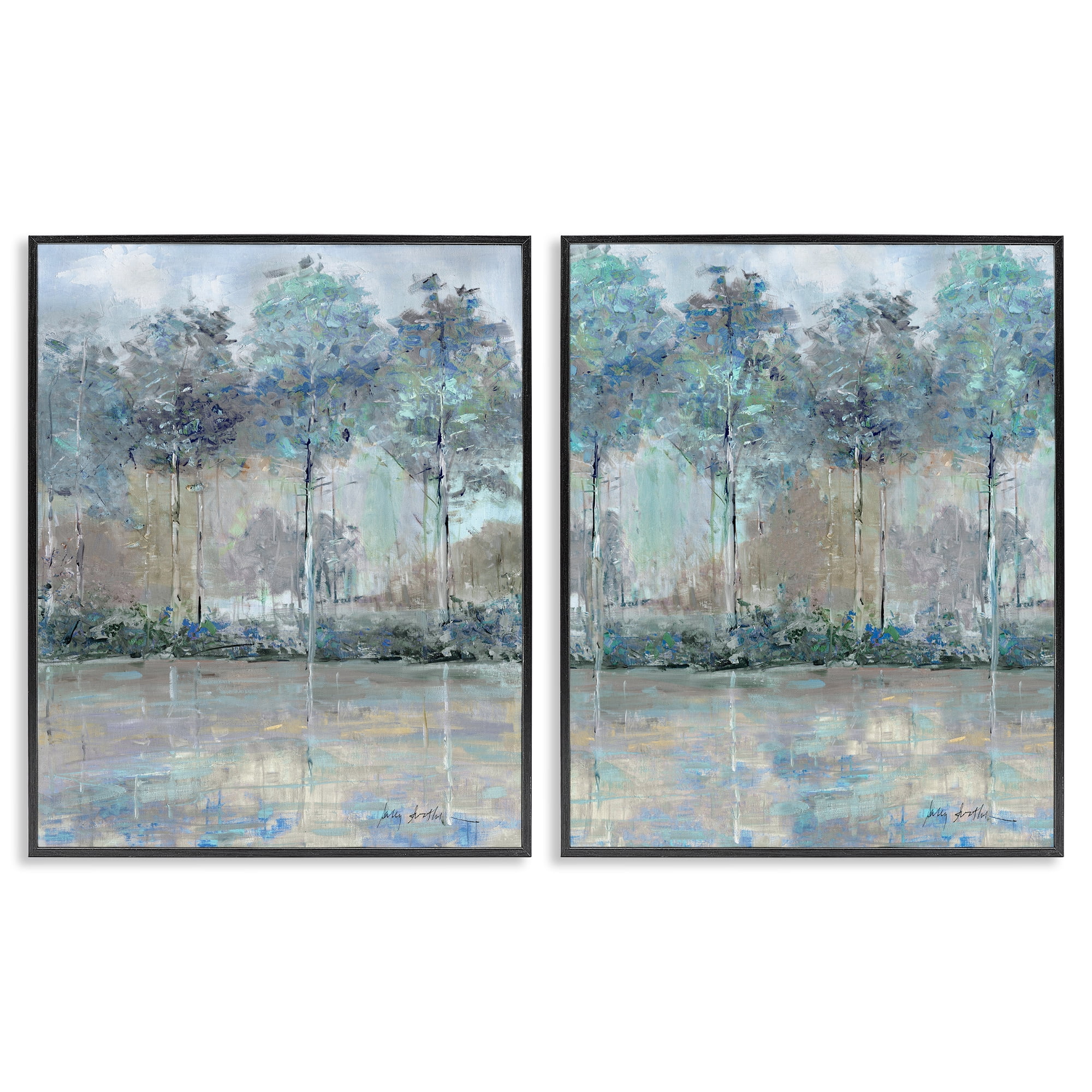 Stupell Industries Subdued Tree Landscape Impression 2 Piece Black Framed Giclee Art Set, design by Sally Swatland