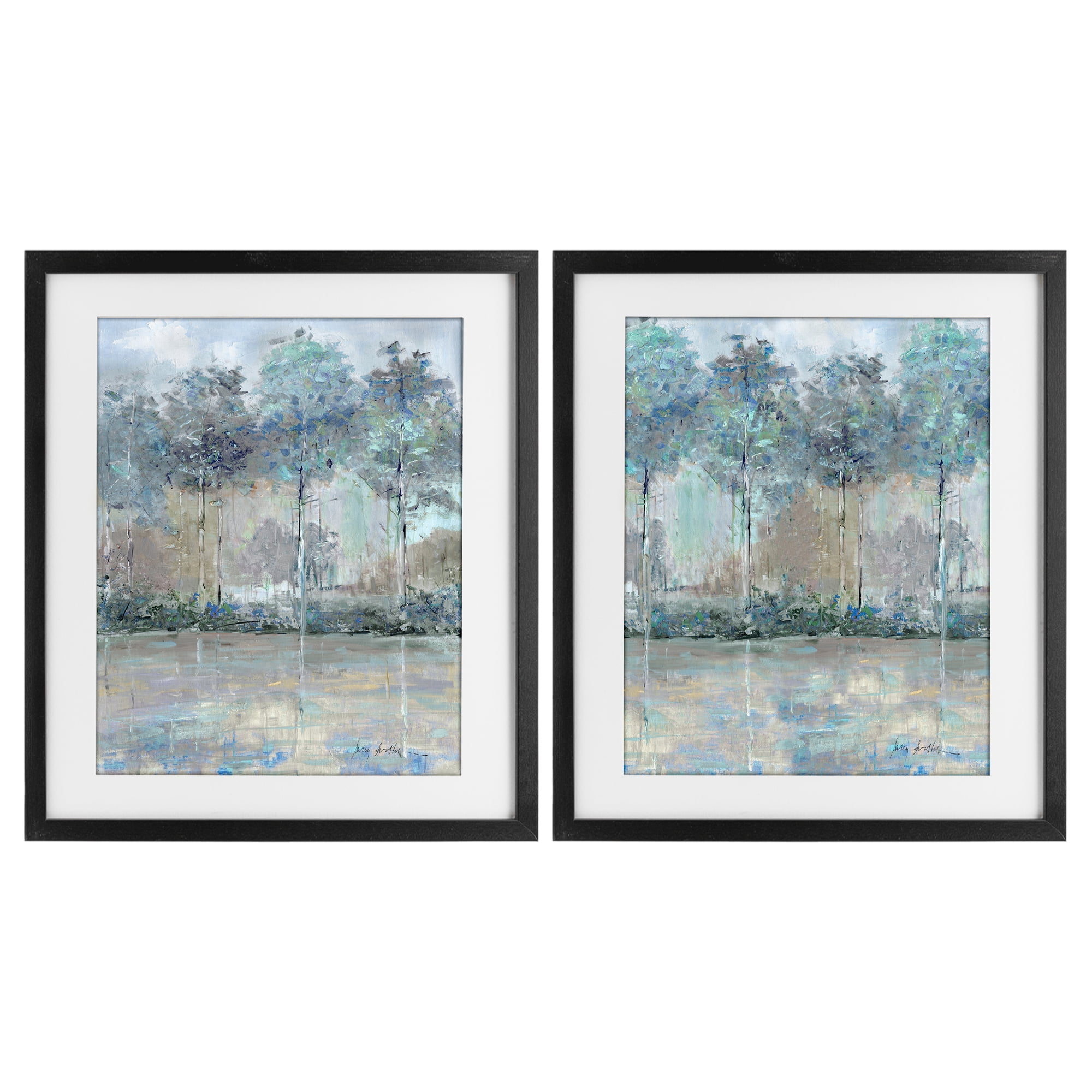 Stupell Industries Subdued Tree Landscape Impression 2 Piece Black Framed Print Under Glass Set, design by Sally Swatland