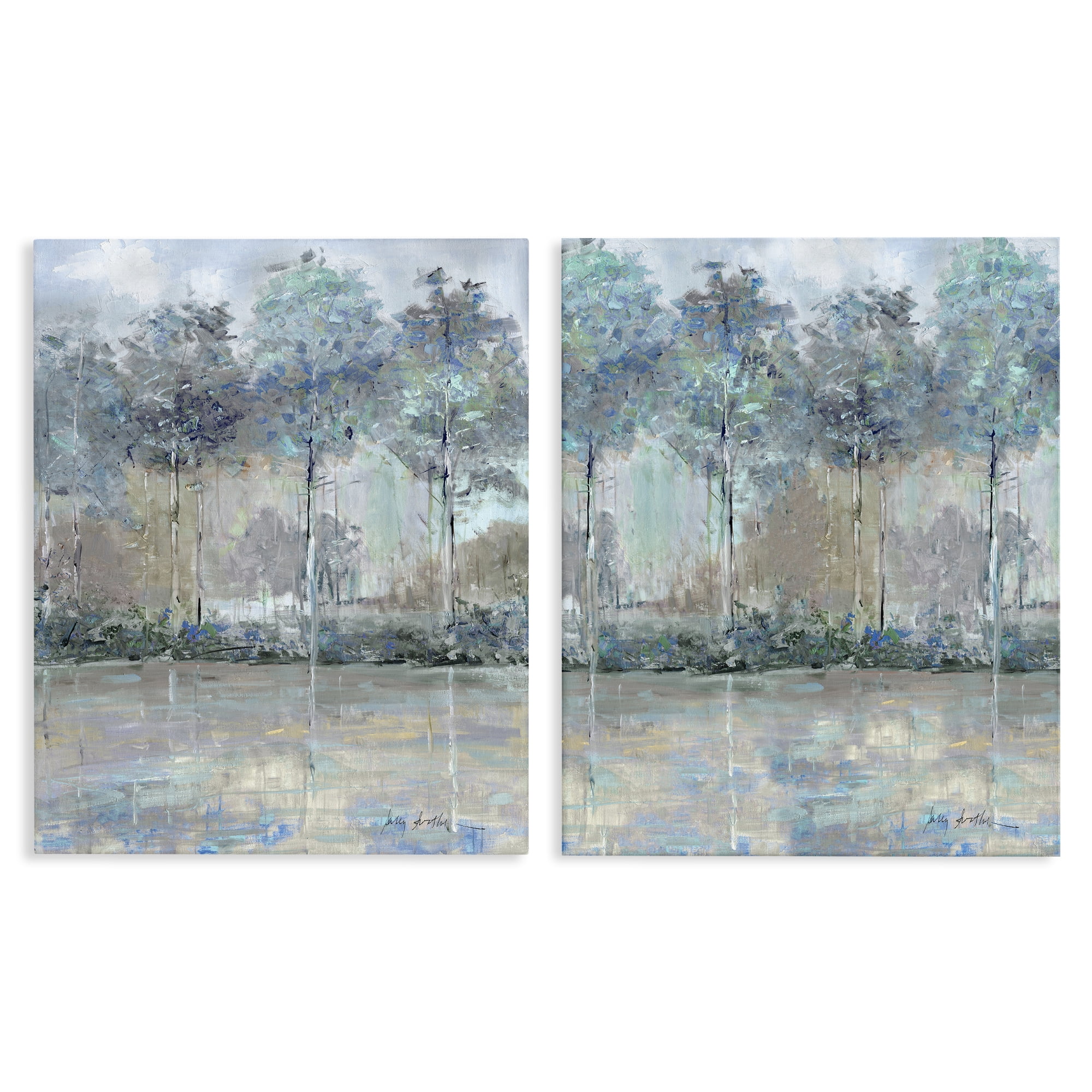 Stupell Industries Subdued Tree Landscape Impression 2 Piece Canvas Wall Art Set, design by Sally Swatland