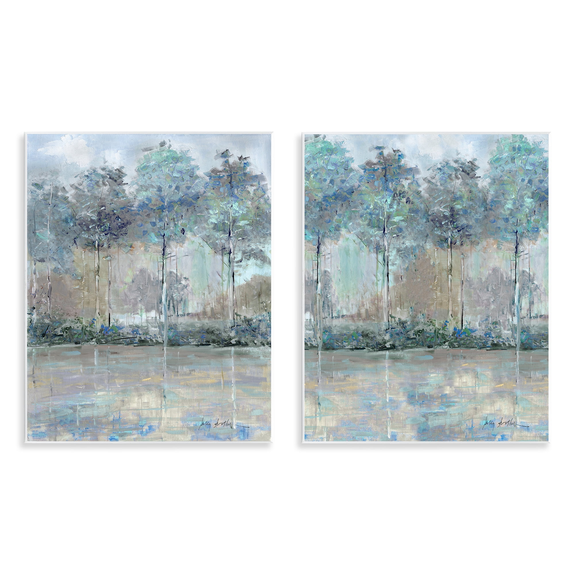 Stupell Industries Subdued Tree Landscape Impression 2 Piece Wall Plaque Art Set, design by Sally Swatland