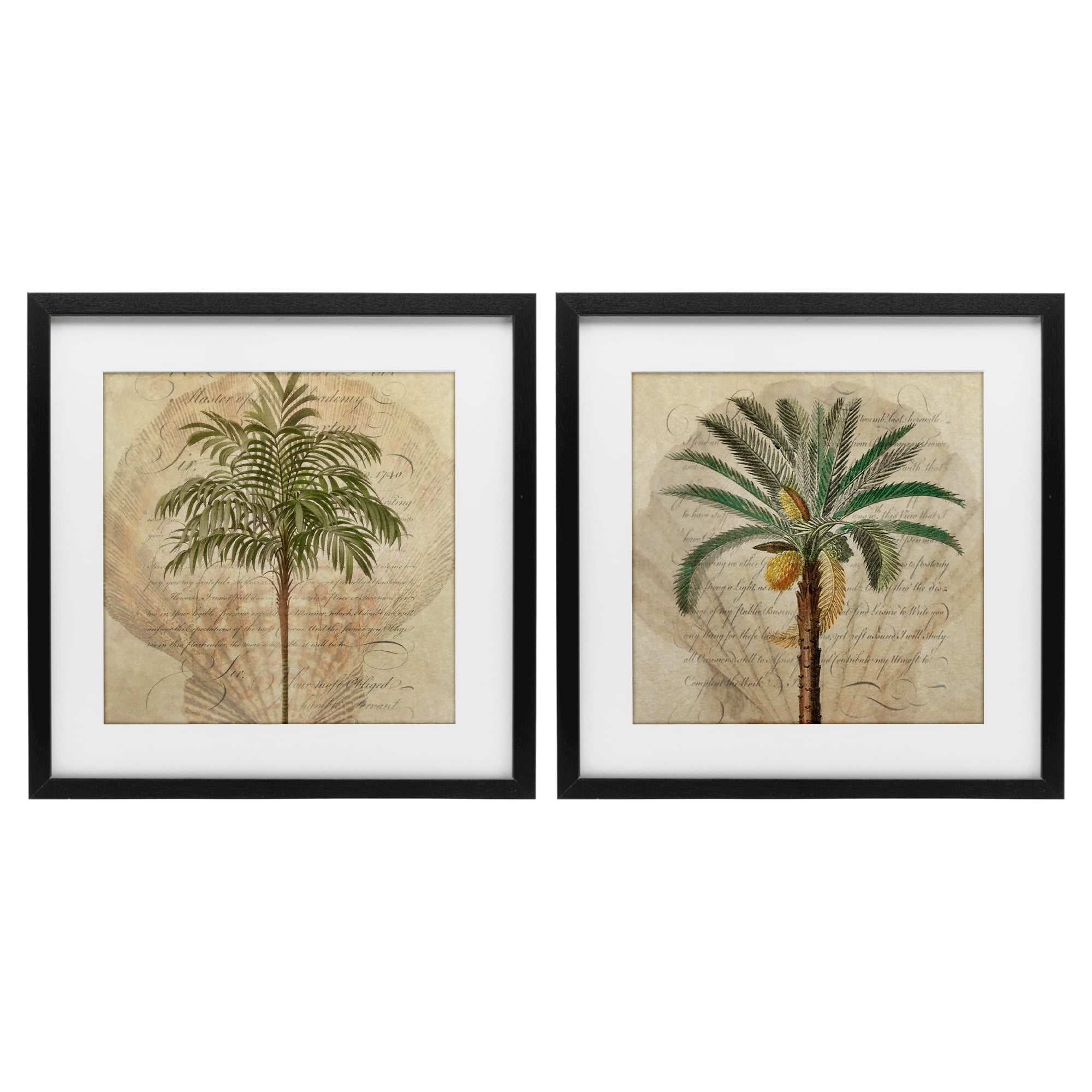 Stupell Industries Subdued Tropical Palms 2 Piece Black Framed Print Under Glass Set, design by Steve Hunziker
