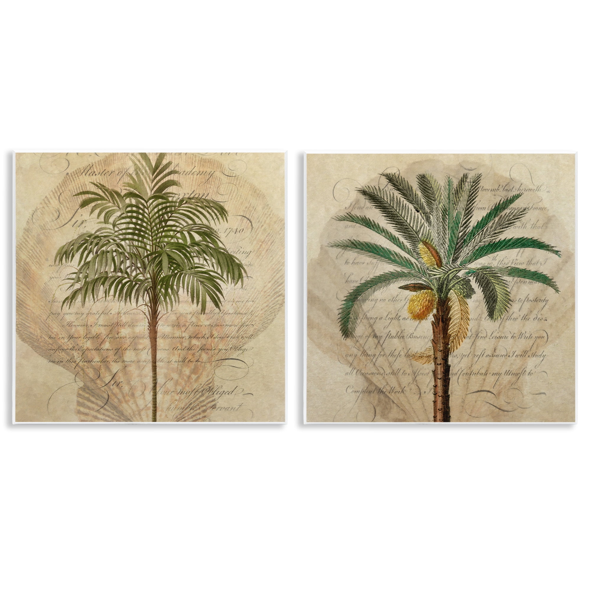 Stupell Industries Subdued Tropical Palms 2 Piece Wall Plaque Art Set, design by Steve Hunziker